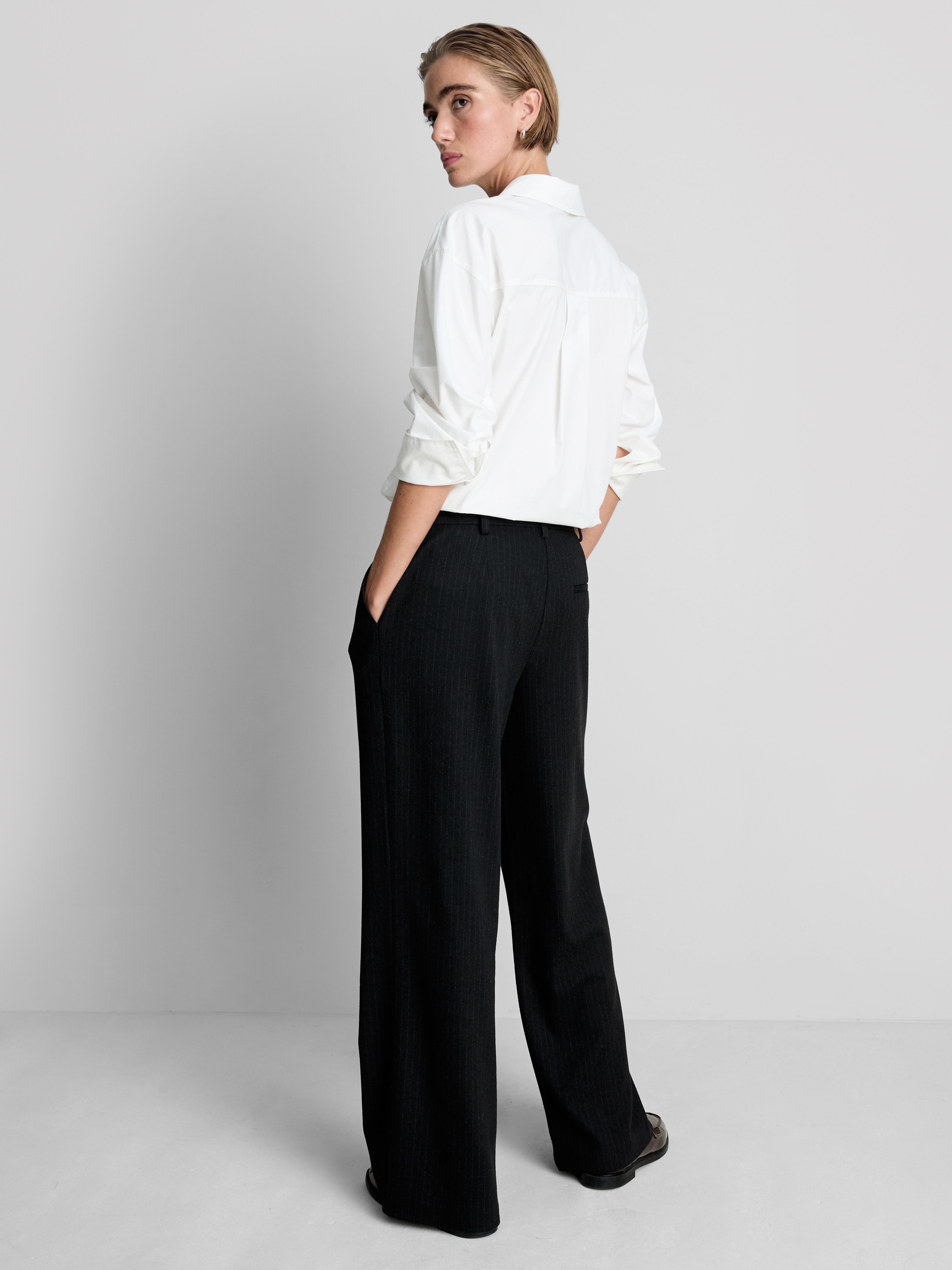Womens Navy Tailored Wide Leg Trousers | Primark