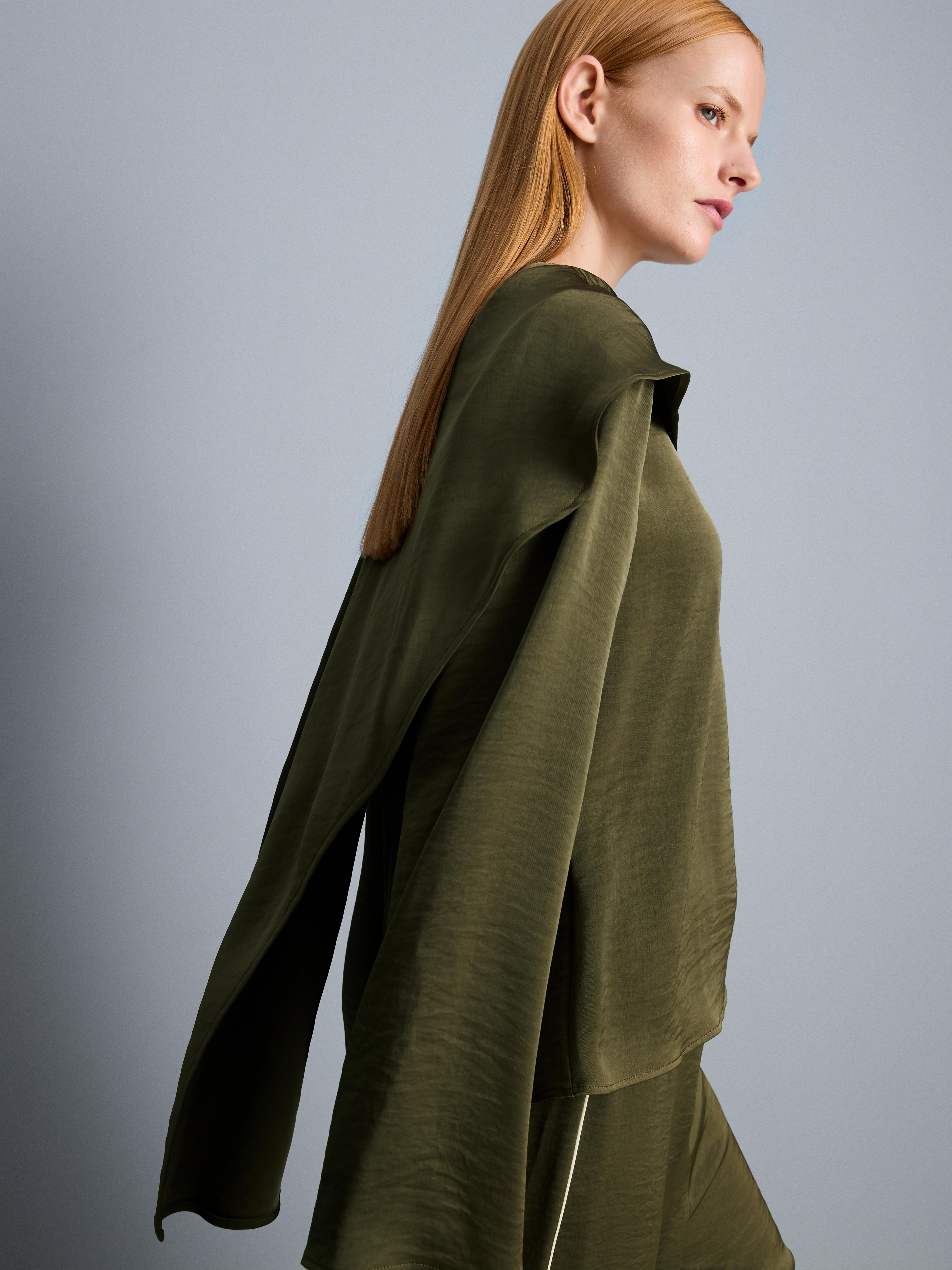 Satin High Cowl Neck Top