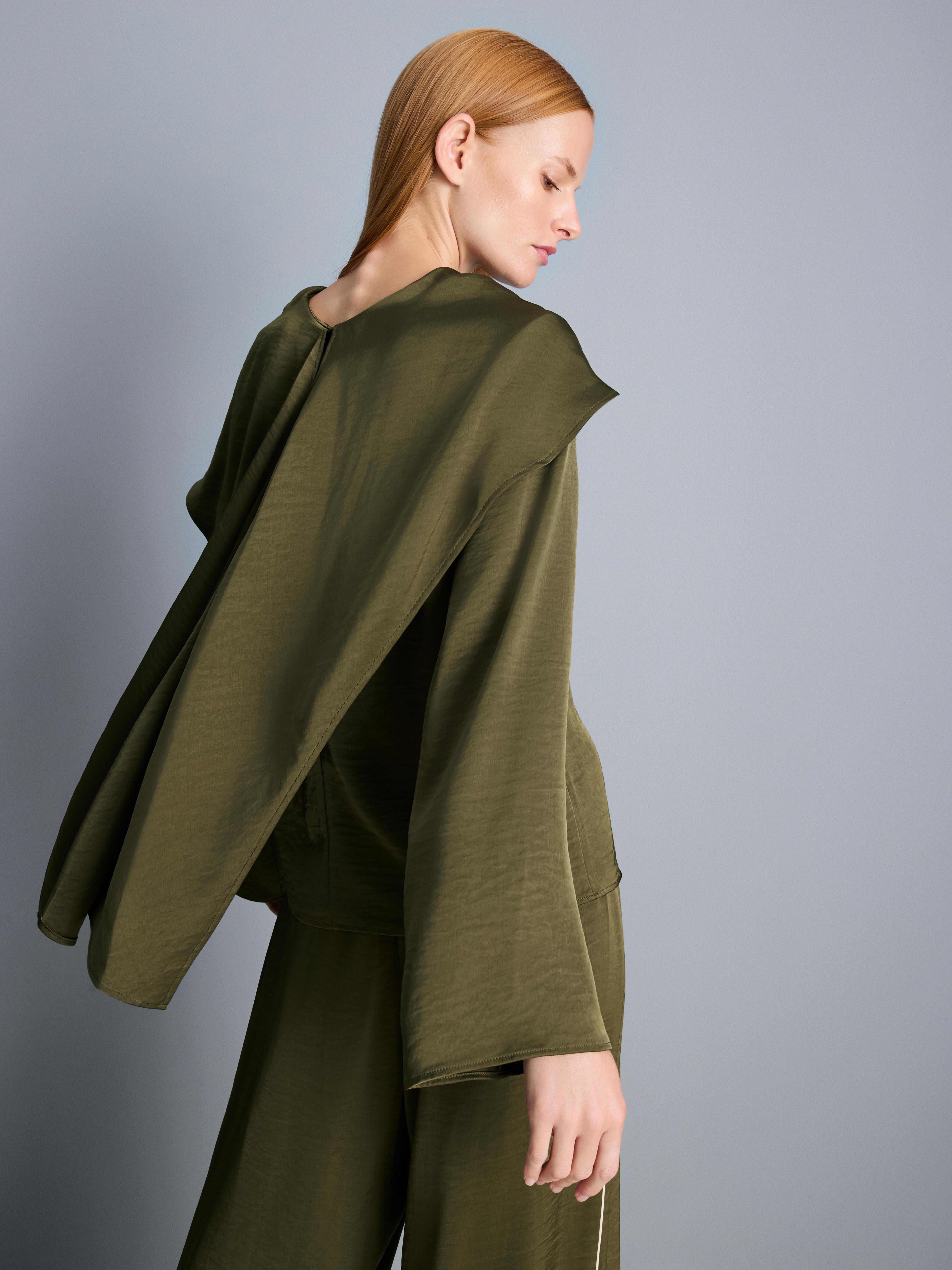 Satin High Cowl Neck Top