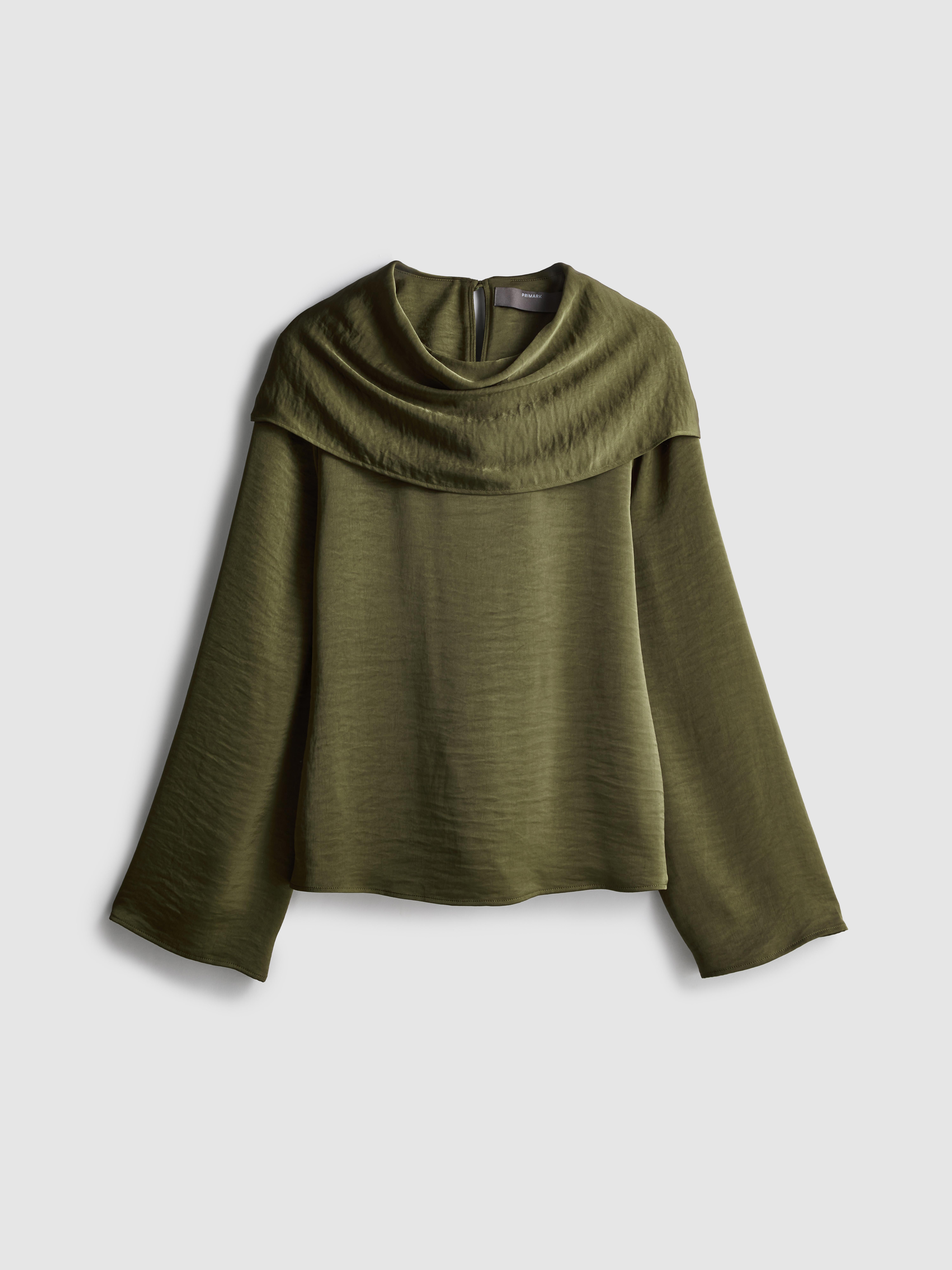 Satin High Cowl Neck Top