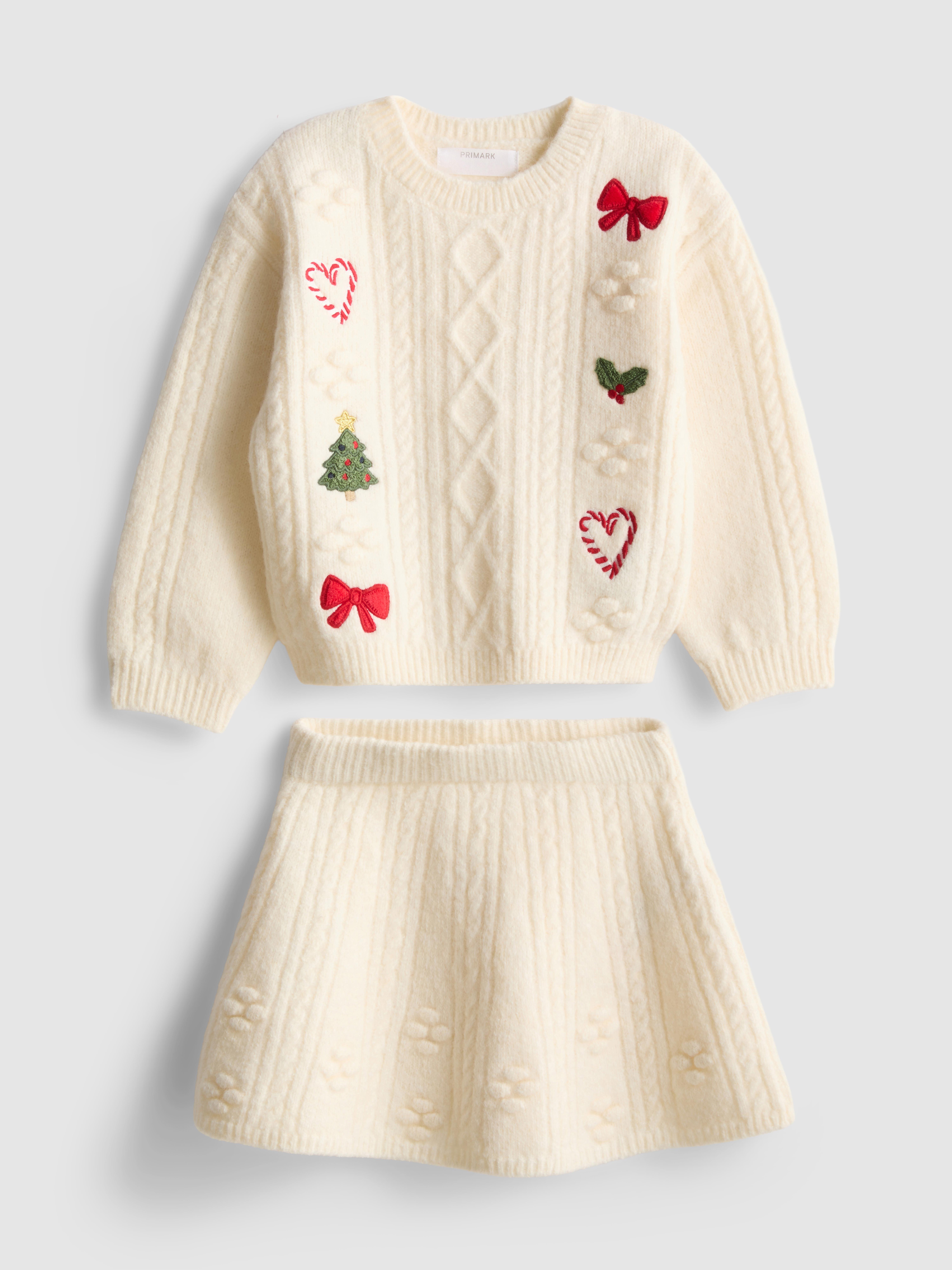 1-9yrs | Christmas Jumper and Knit Skirt Set
