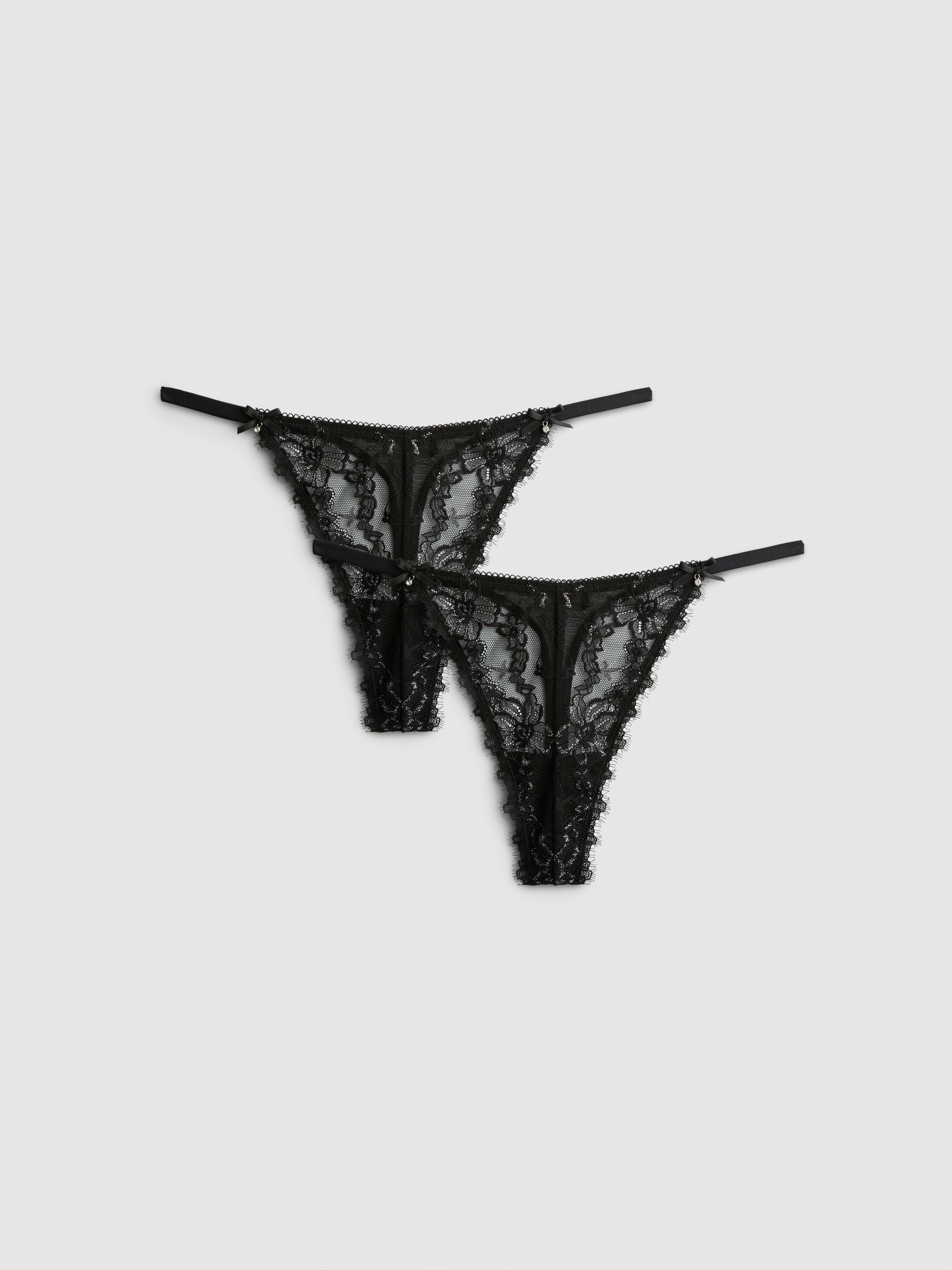 2pk Floral Lace String Thong