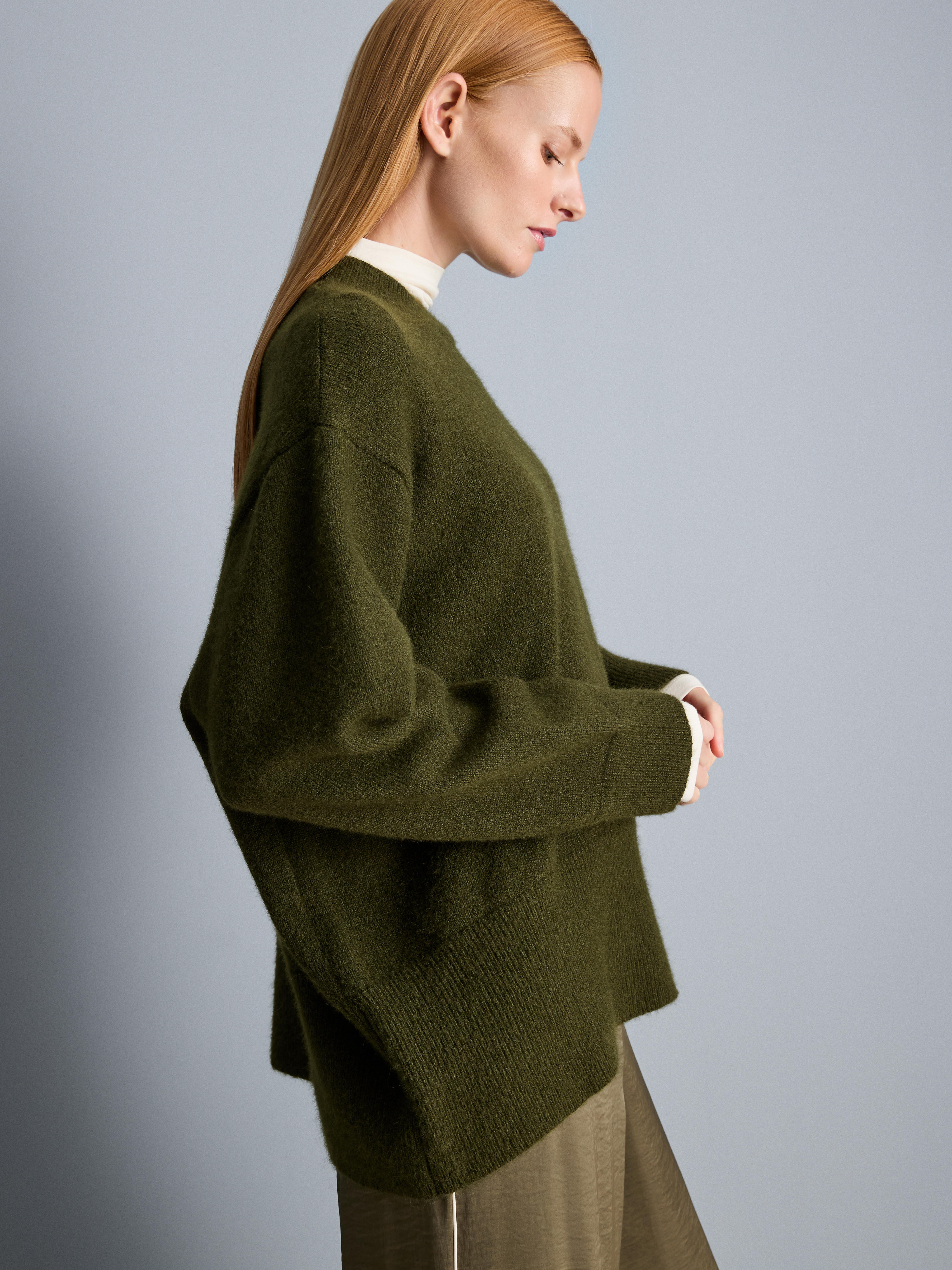 Oversized Brushed Knit Crew Neck Sweater