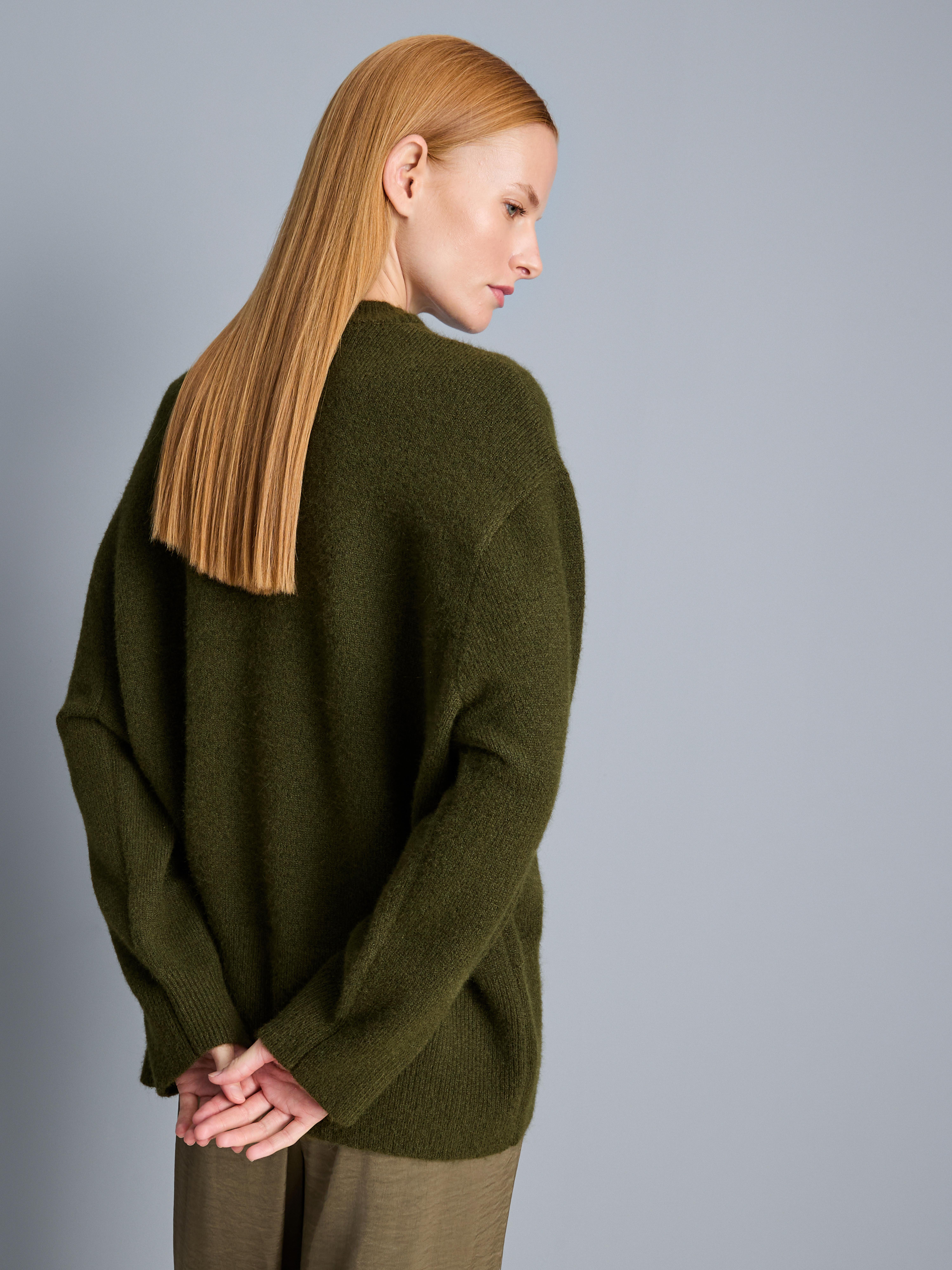 Oversized Brushed Knit Crew Neck Sweater