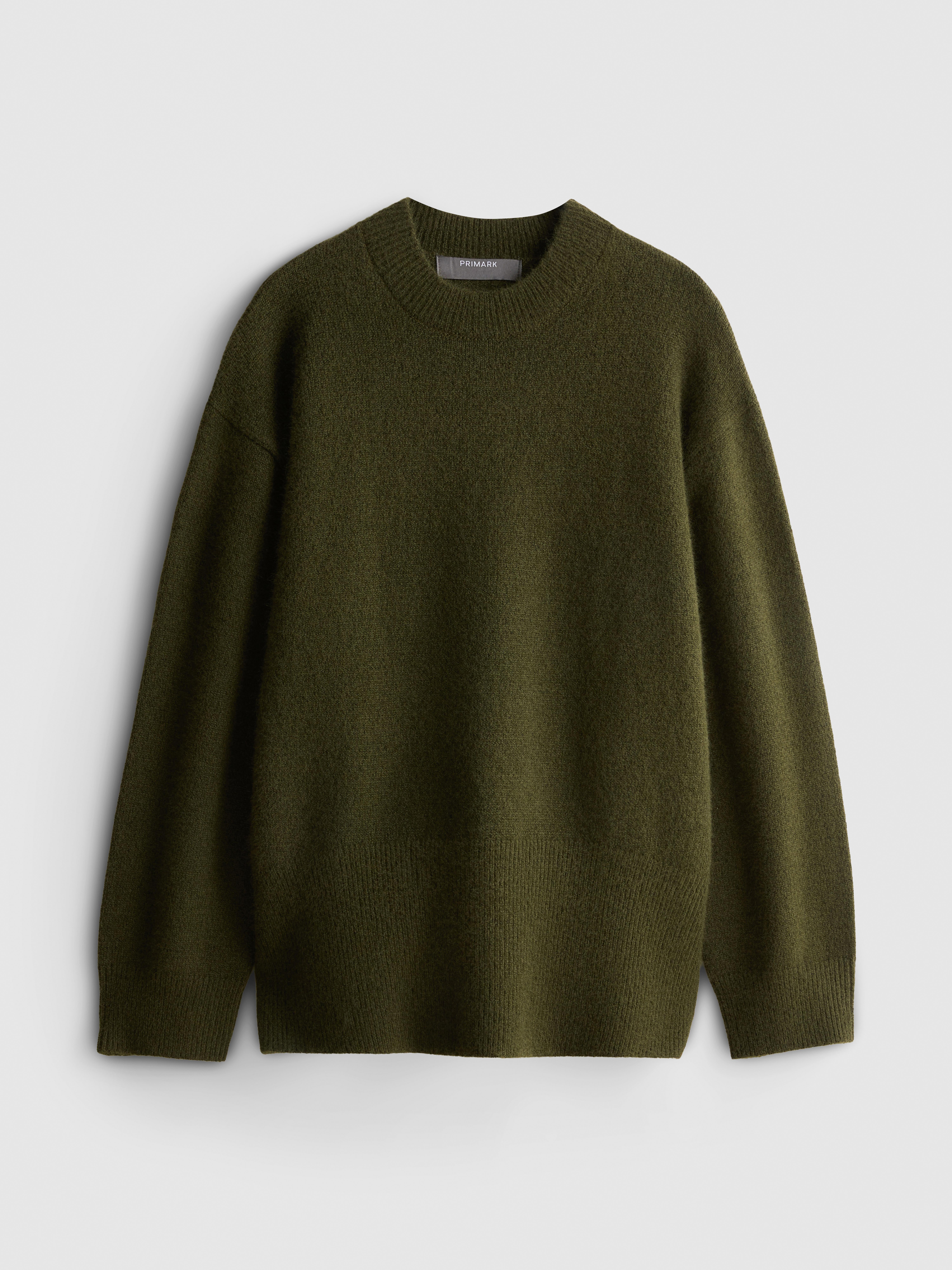 Oversized Brushed Knit Crew Neck Sweater