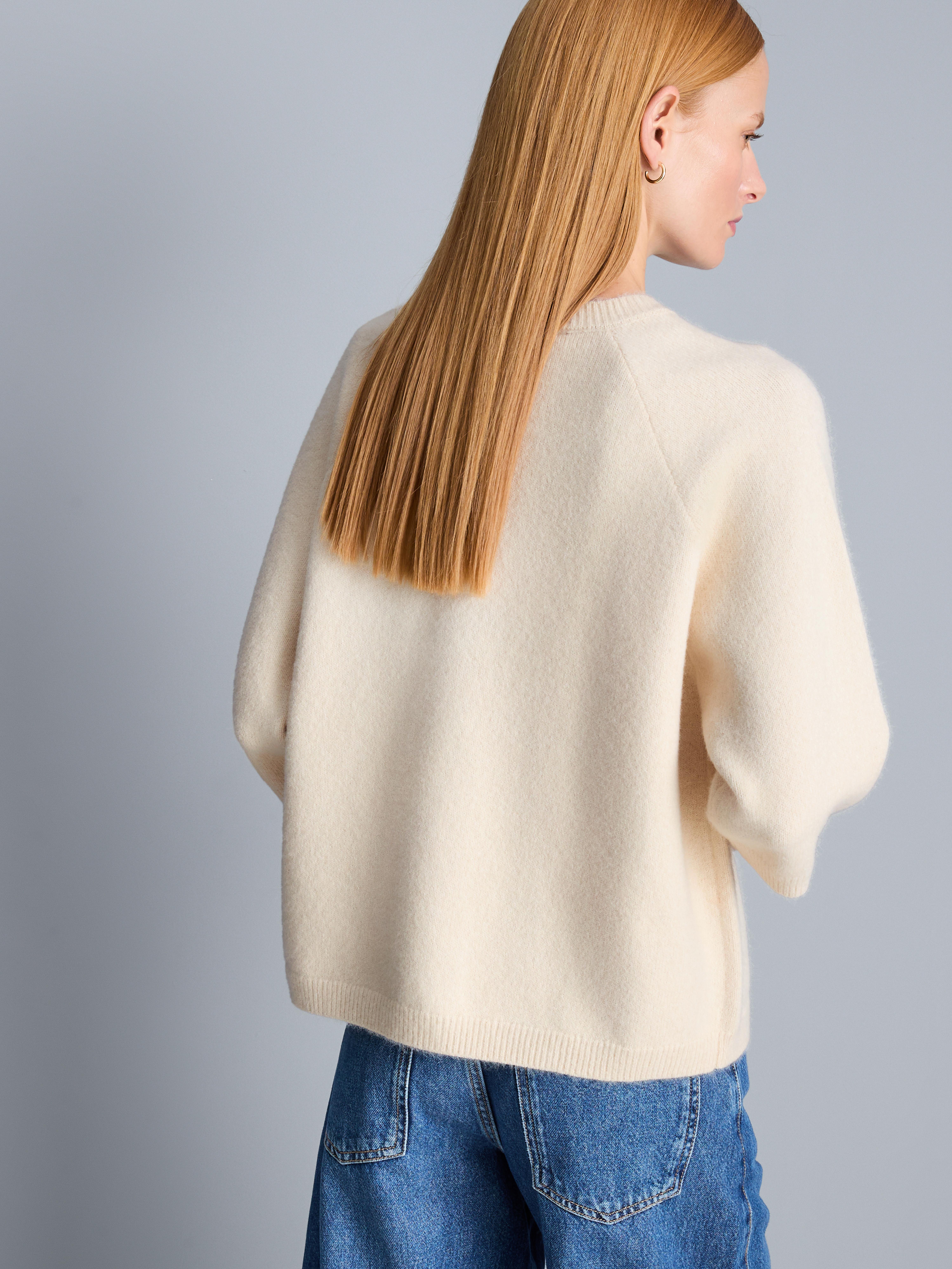 Brushed Boxy Short-Sleeve Cardigan