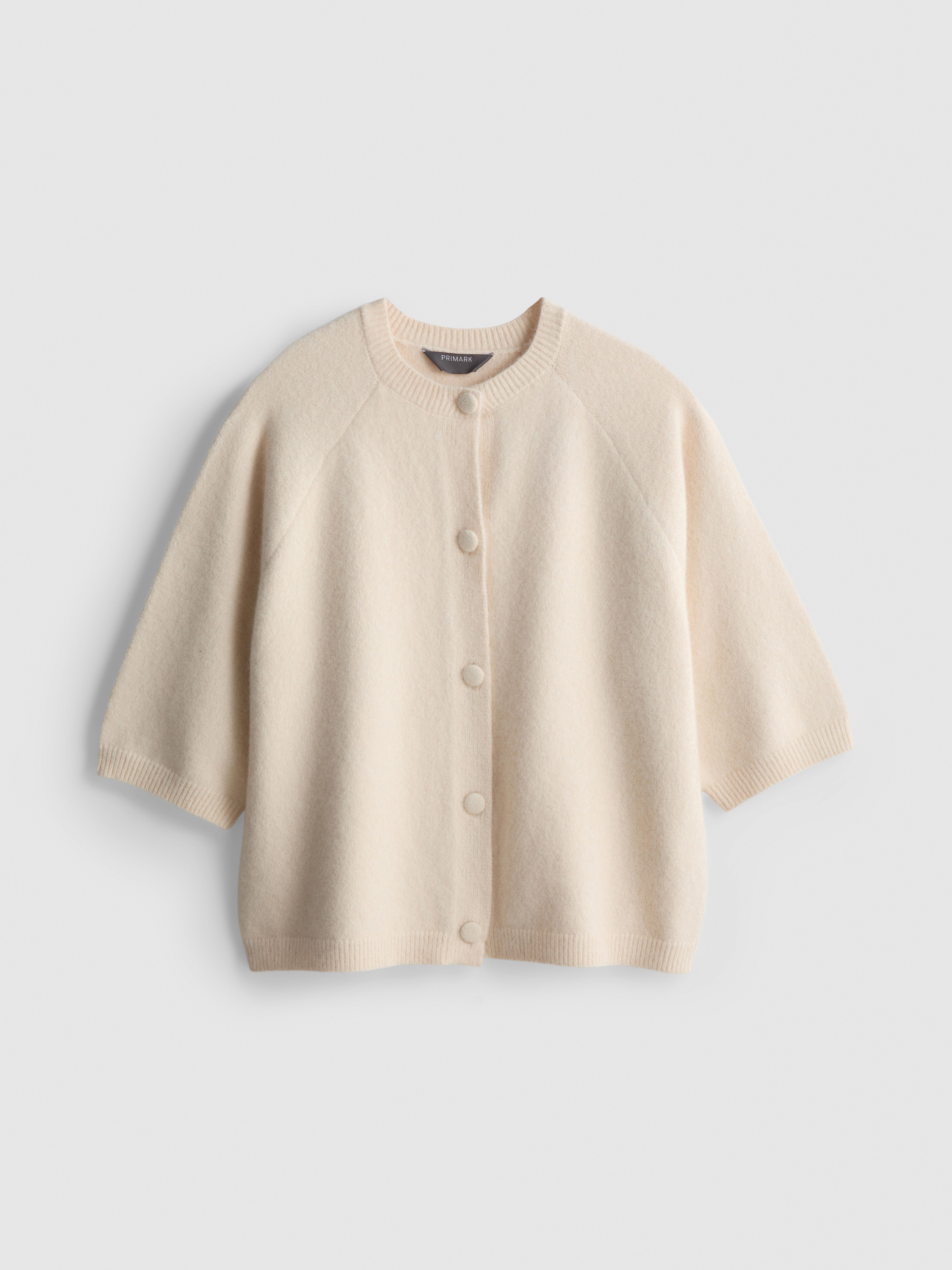Brushed Boxy Short-Sleeve Cardigan