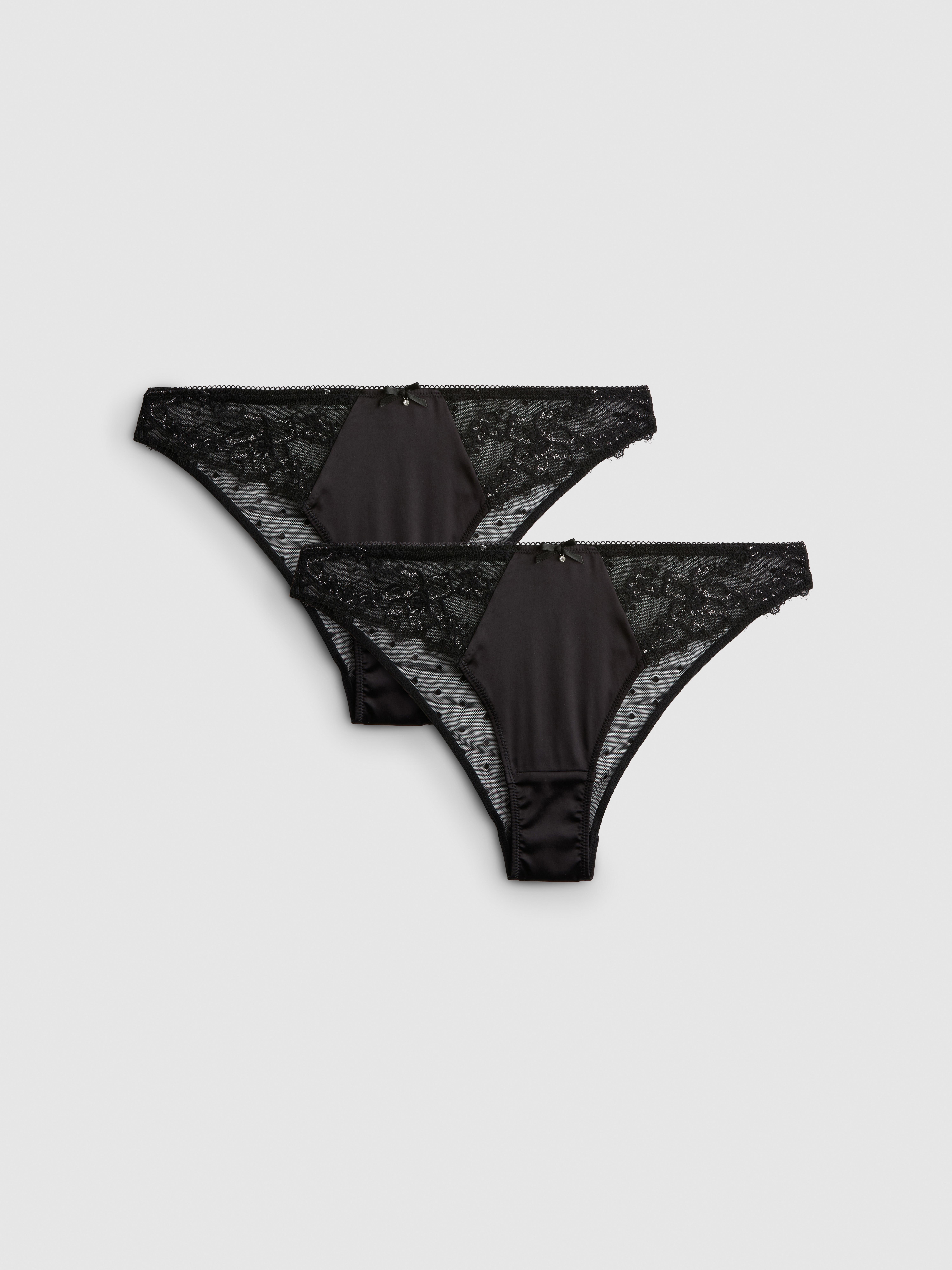2pk Lace Insert Brazilian Briefs