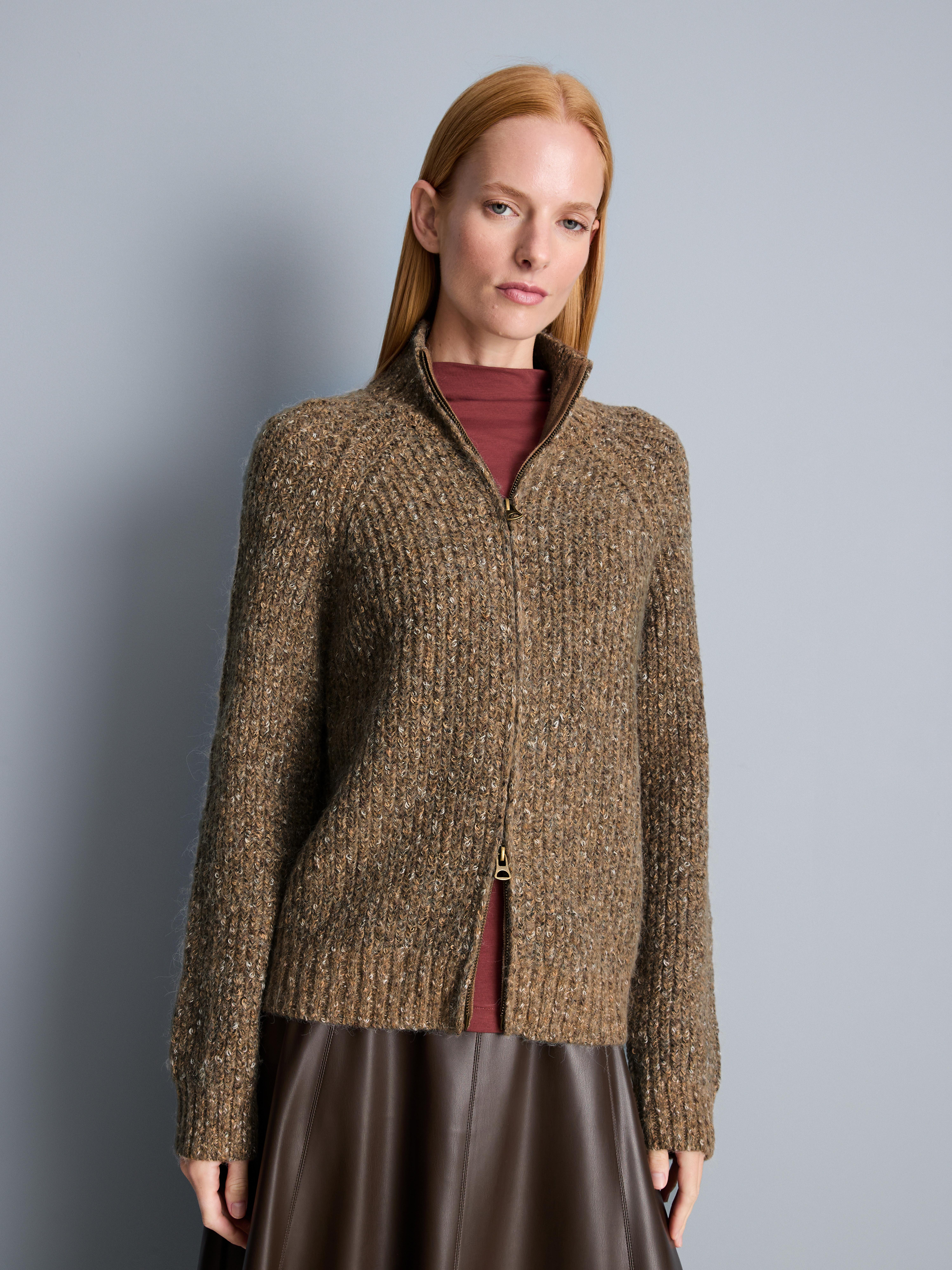 Multi Yarn Zip Through Jumper