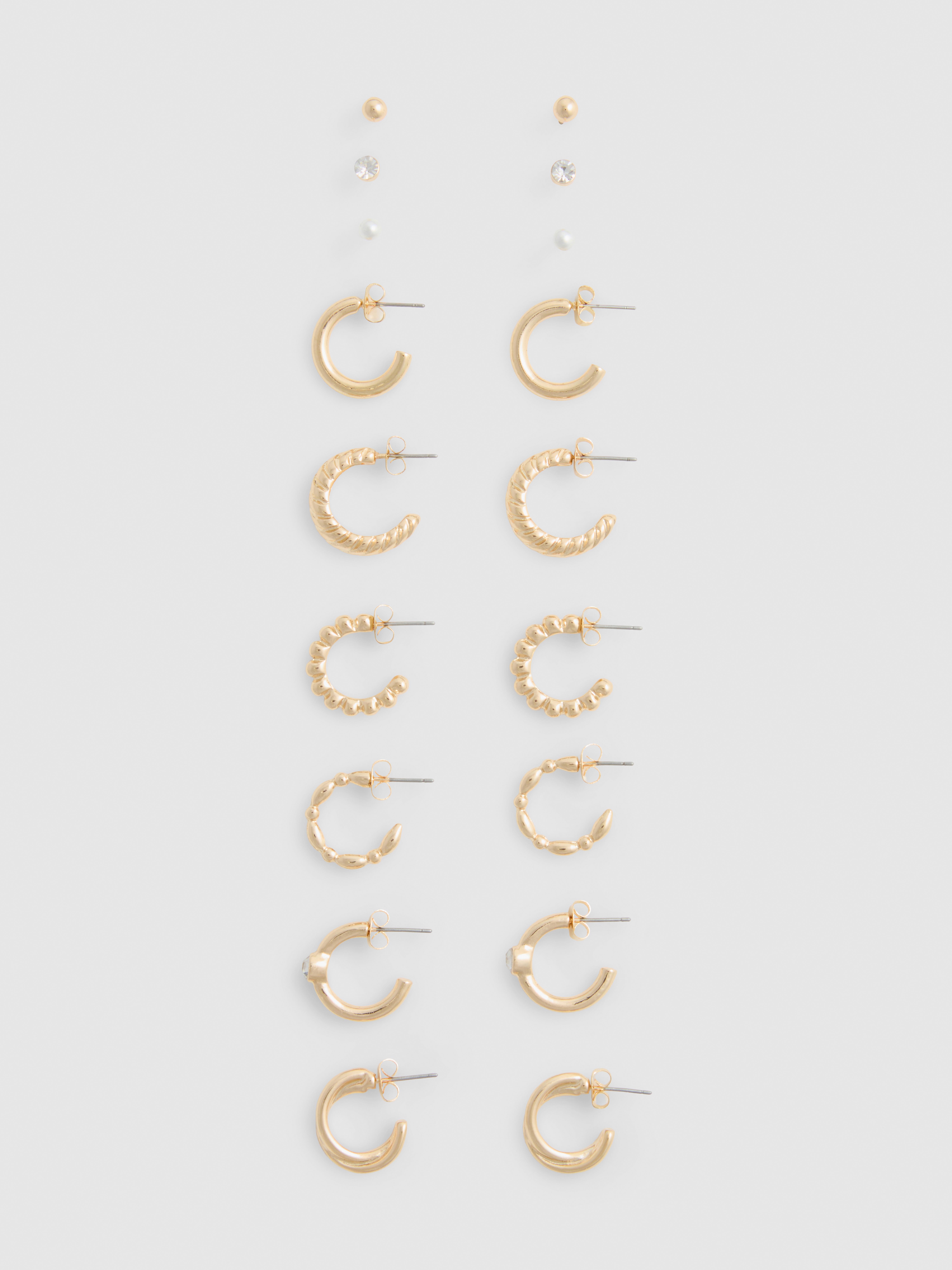 9pk Stud And Hoop Earrings Yellow