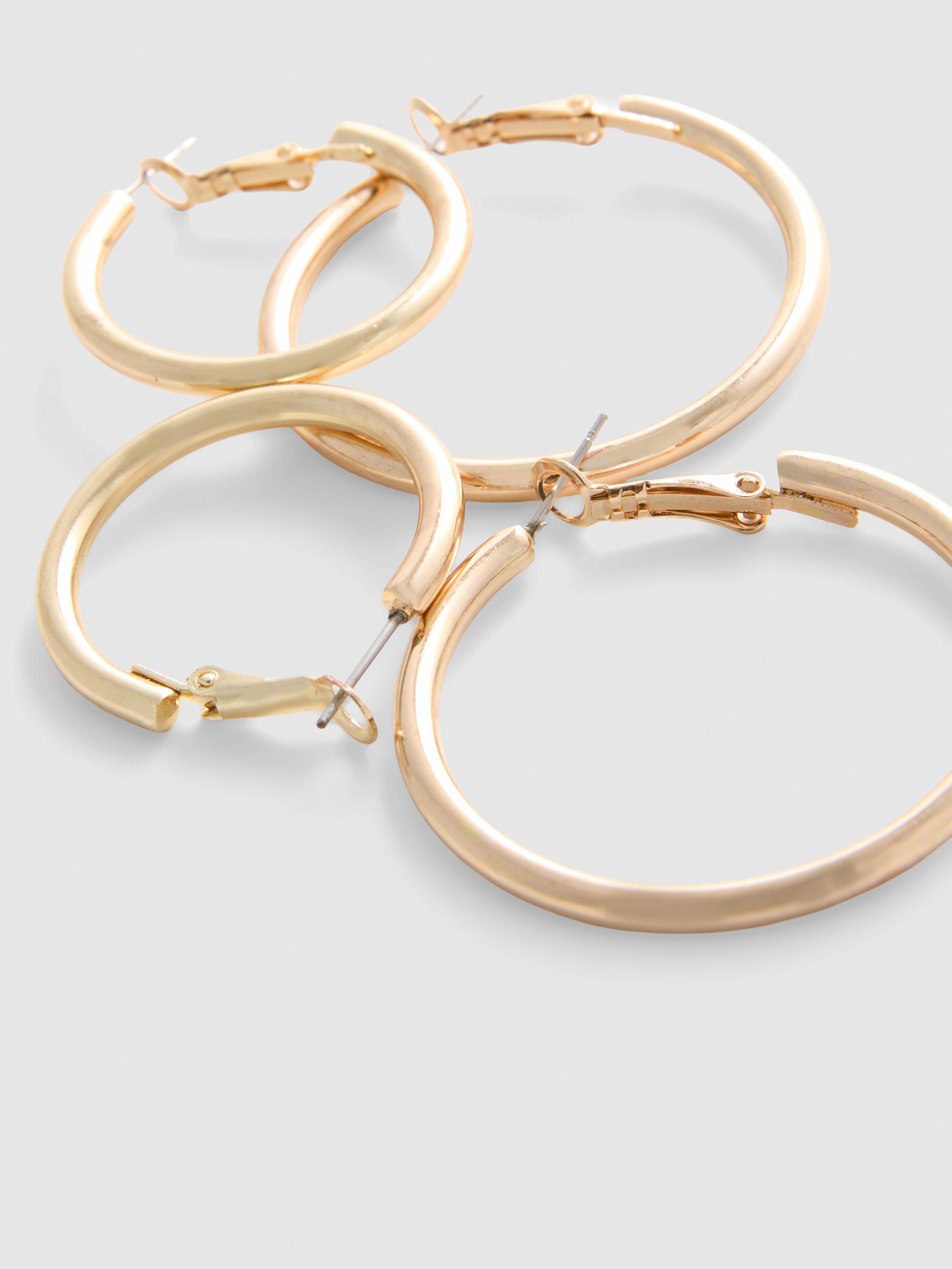 2pk Classic Hoop Earrings