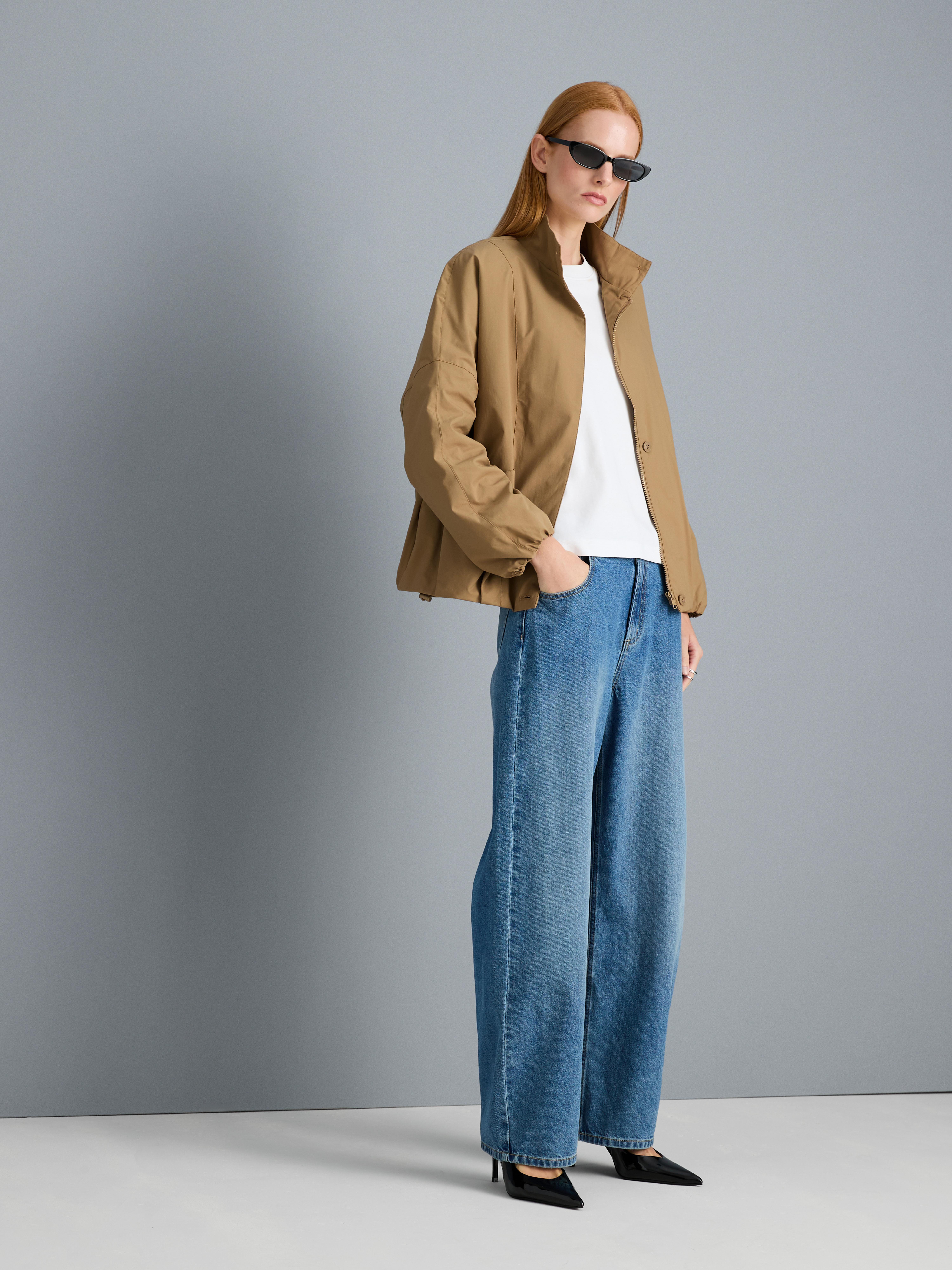 Relaxed Funnel Neck Jacket