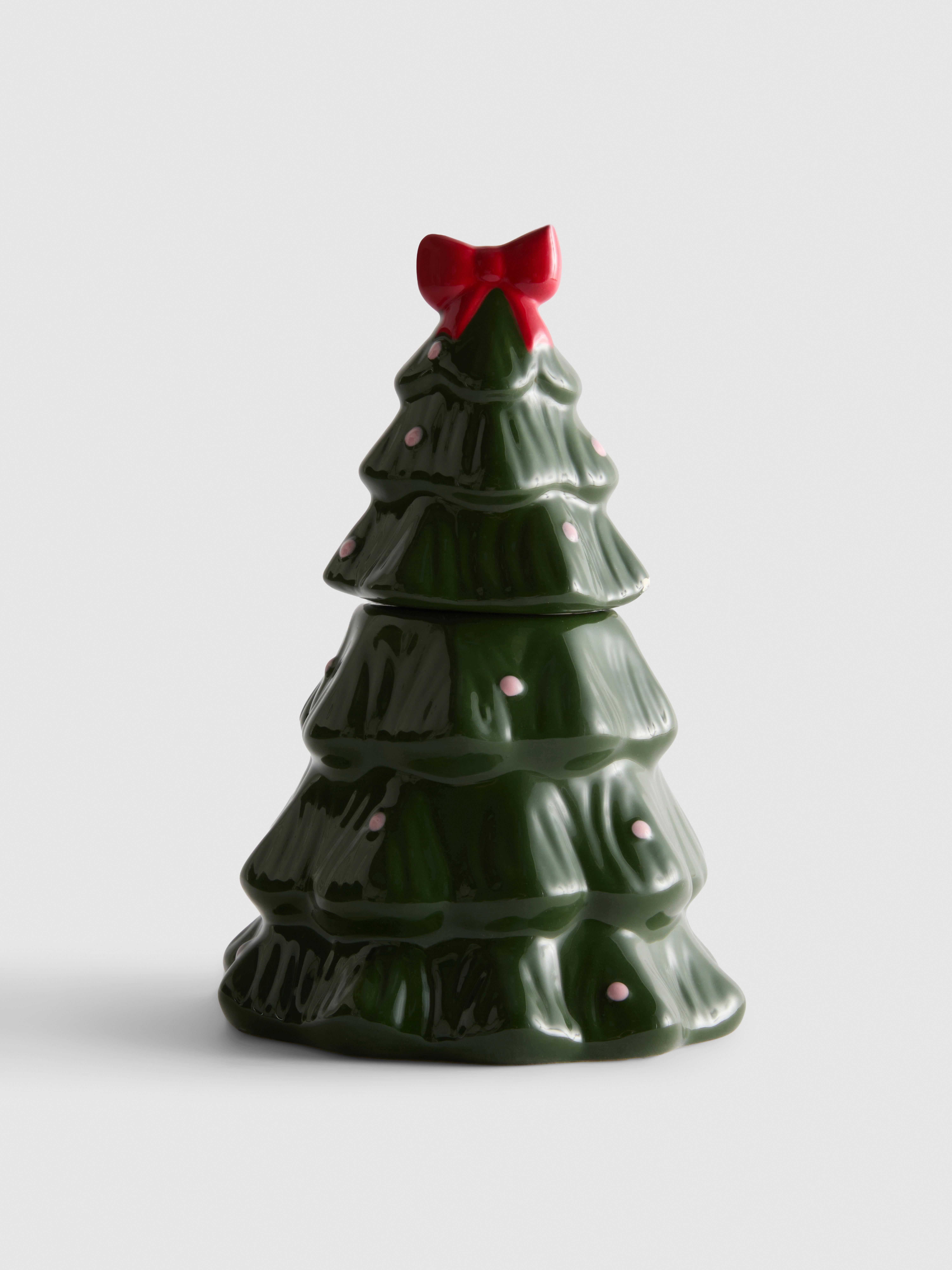 Vela de cerámica en forma de árbol de Navidad