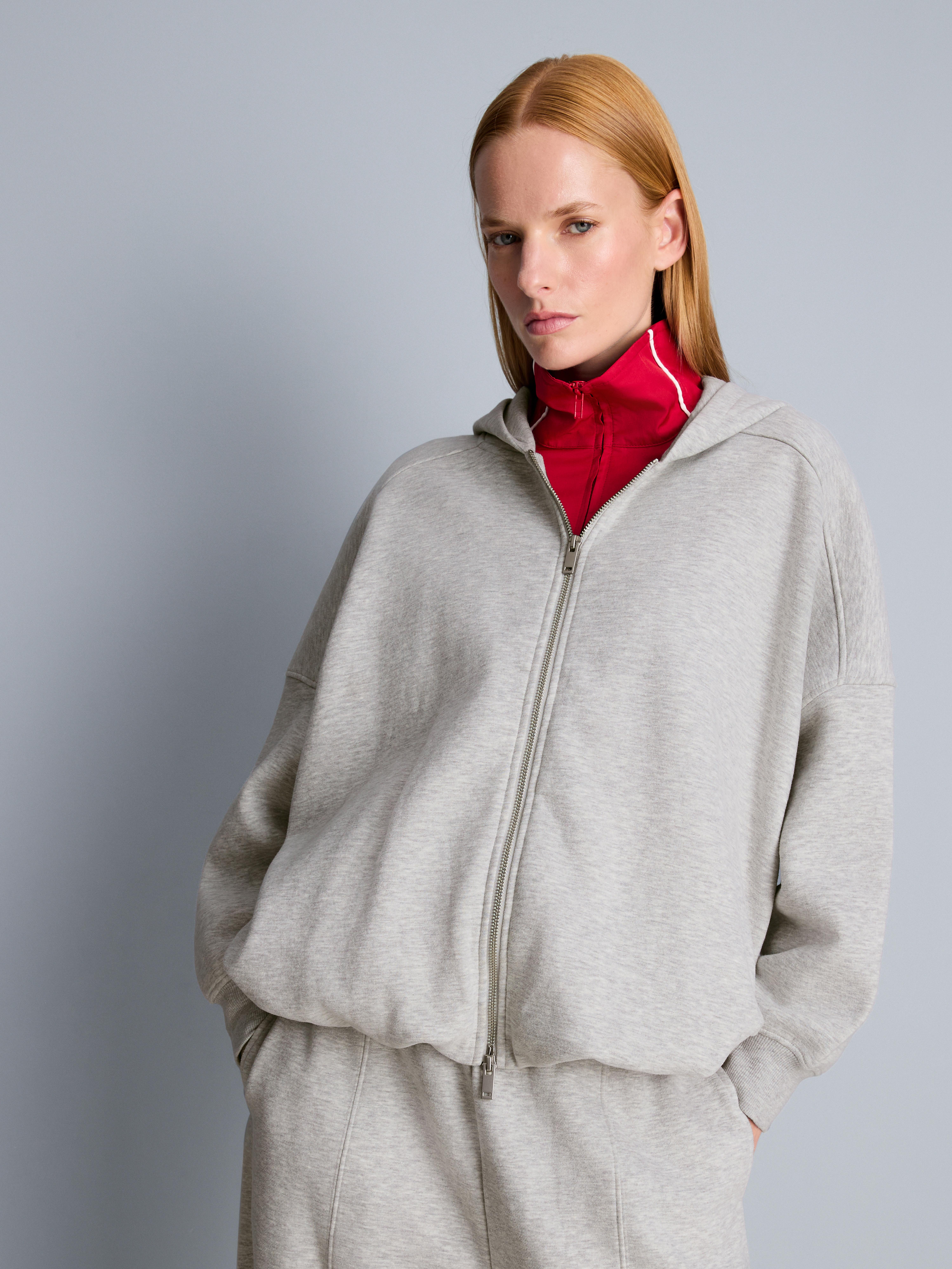 Cotton Rich Bubble Hem Zip Through Hoodie