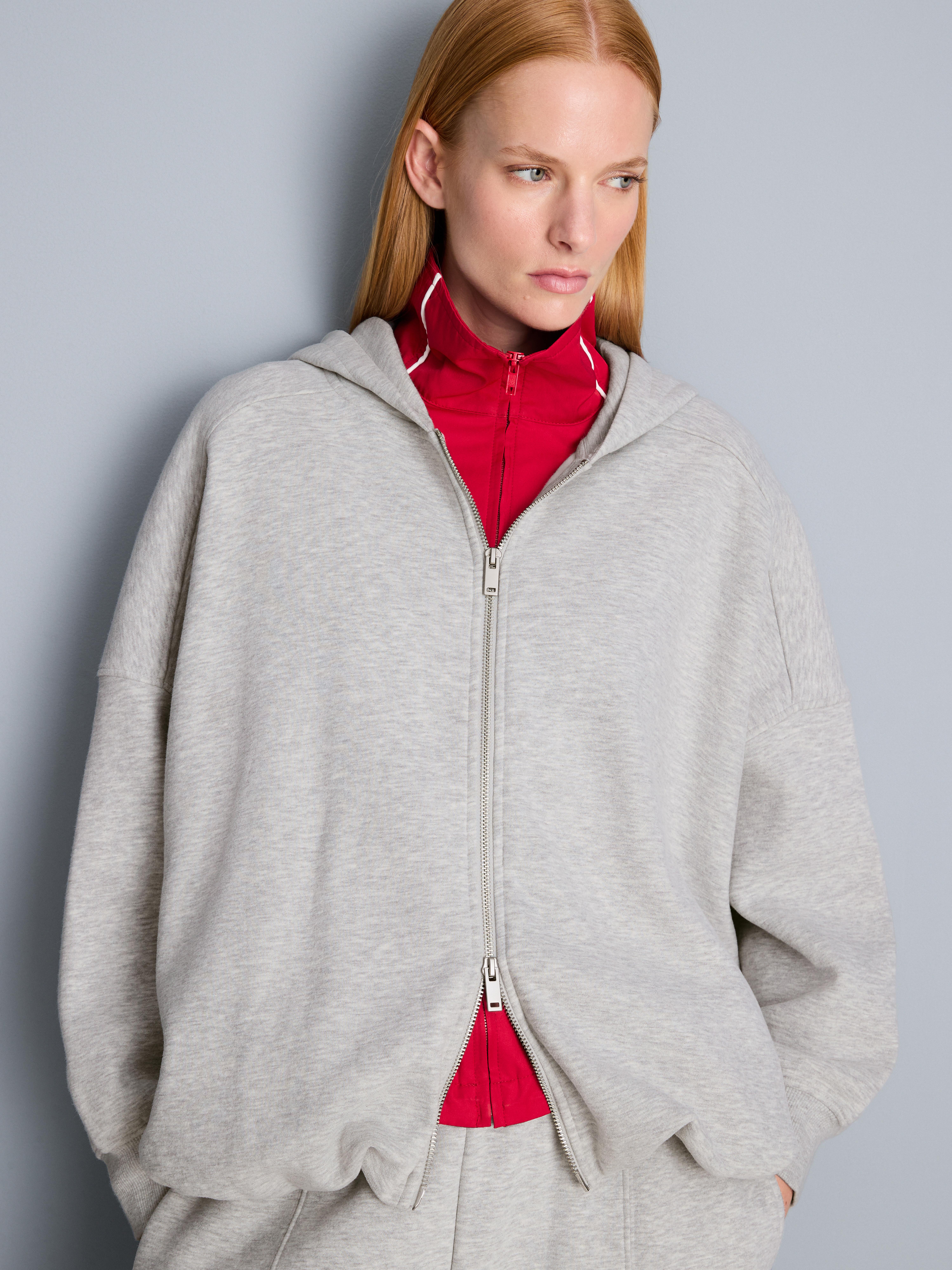 Cotton Rich Bubble Hem Zip Through Hoodie