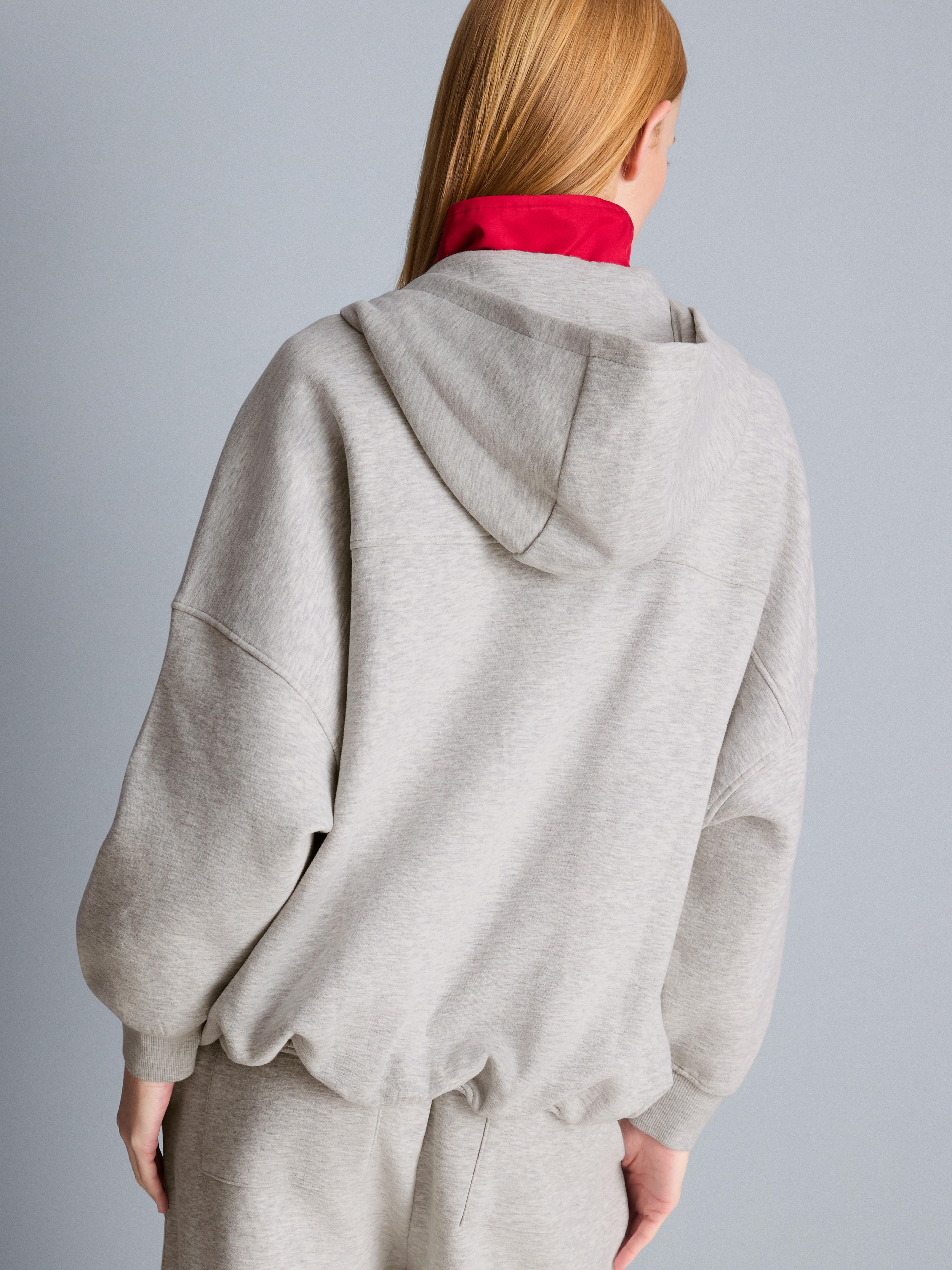 Cotton Rich Bubble Hem Zip Through Hoodie
