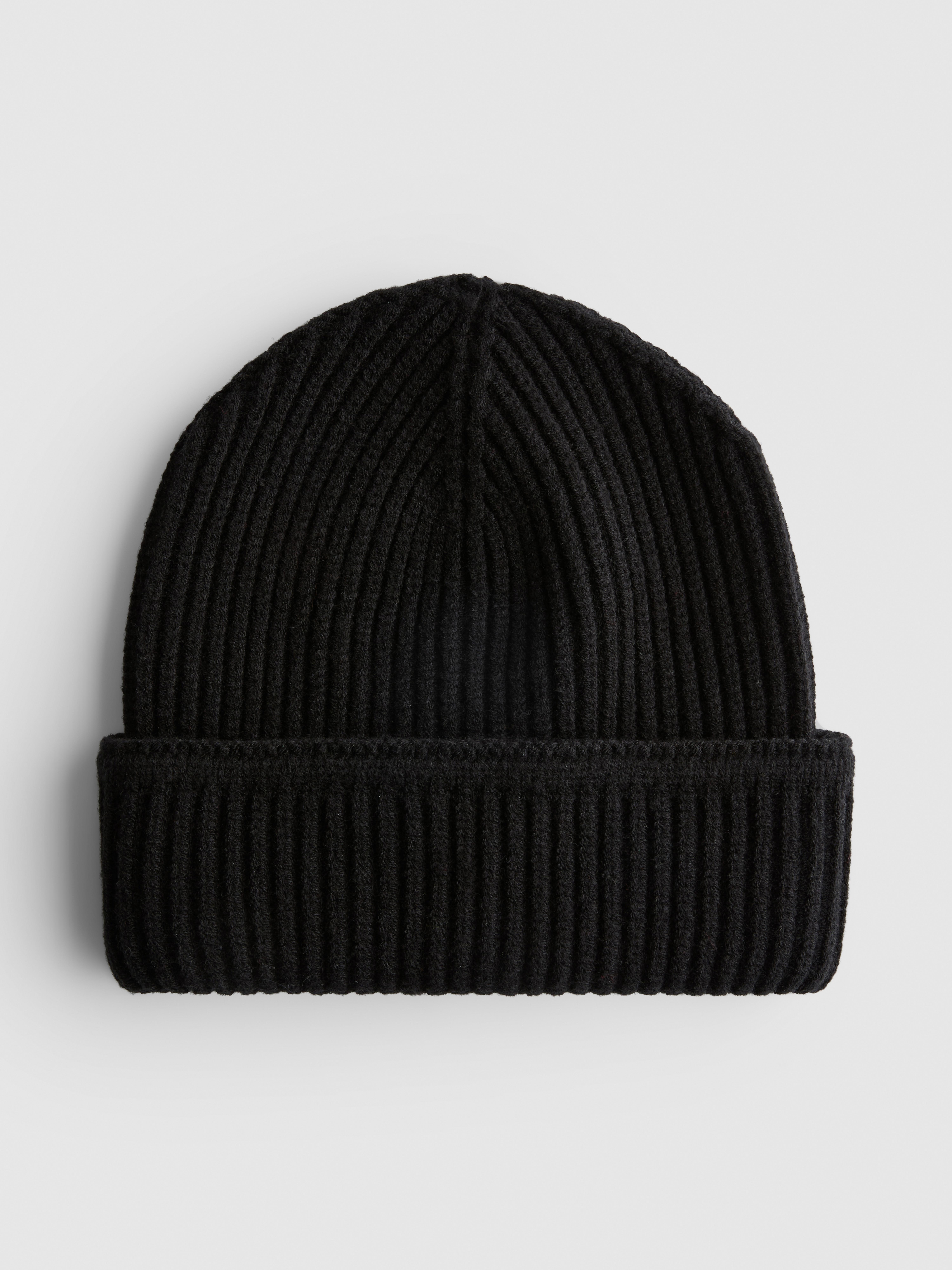 The Edit Ribbed Beanie Hat Black