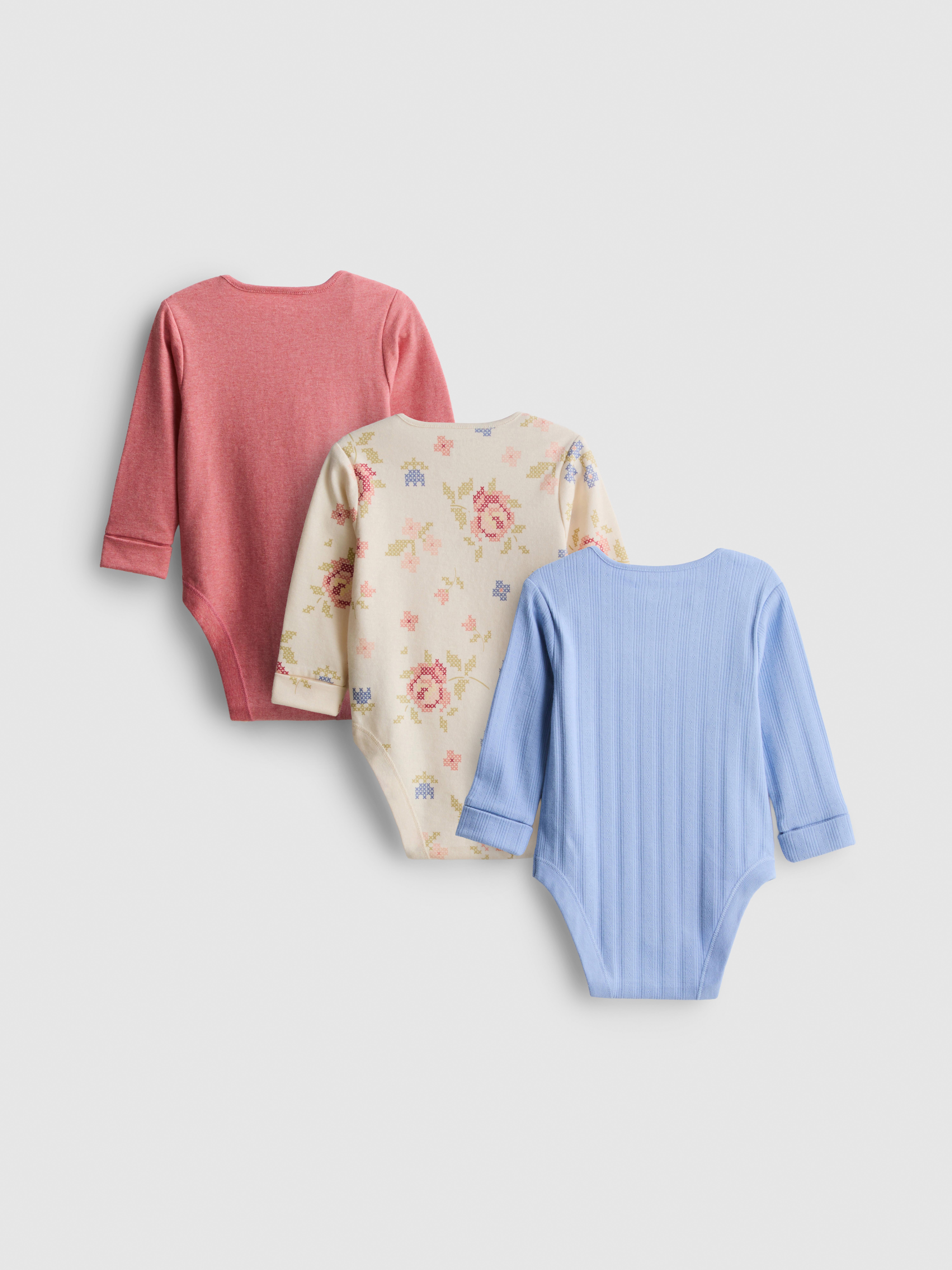 0-18mths | 3pk Cotton Rich Long Sleeve Bodysuits