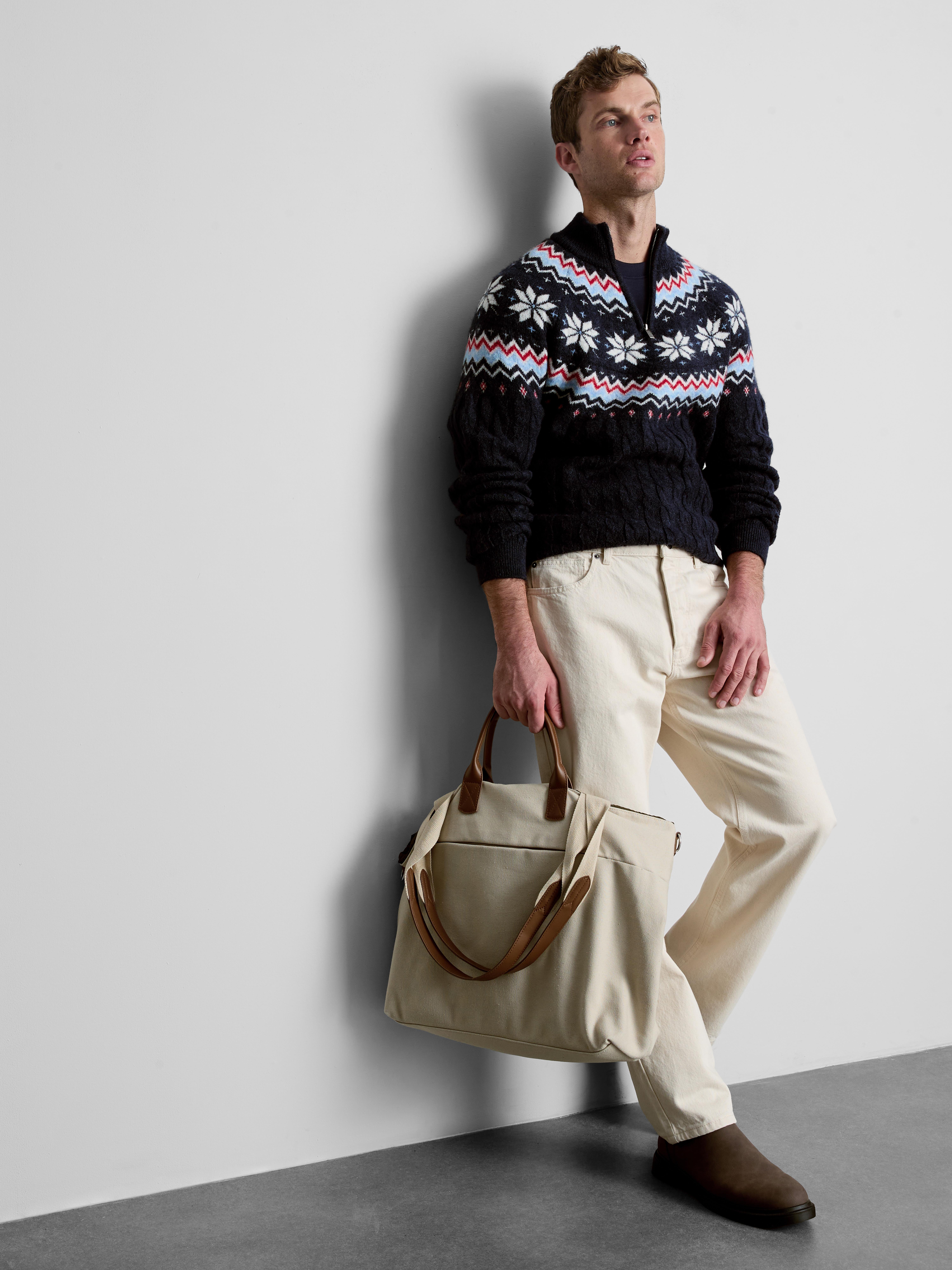 Snowflake Fair Isle Half Zip Sweater