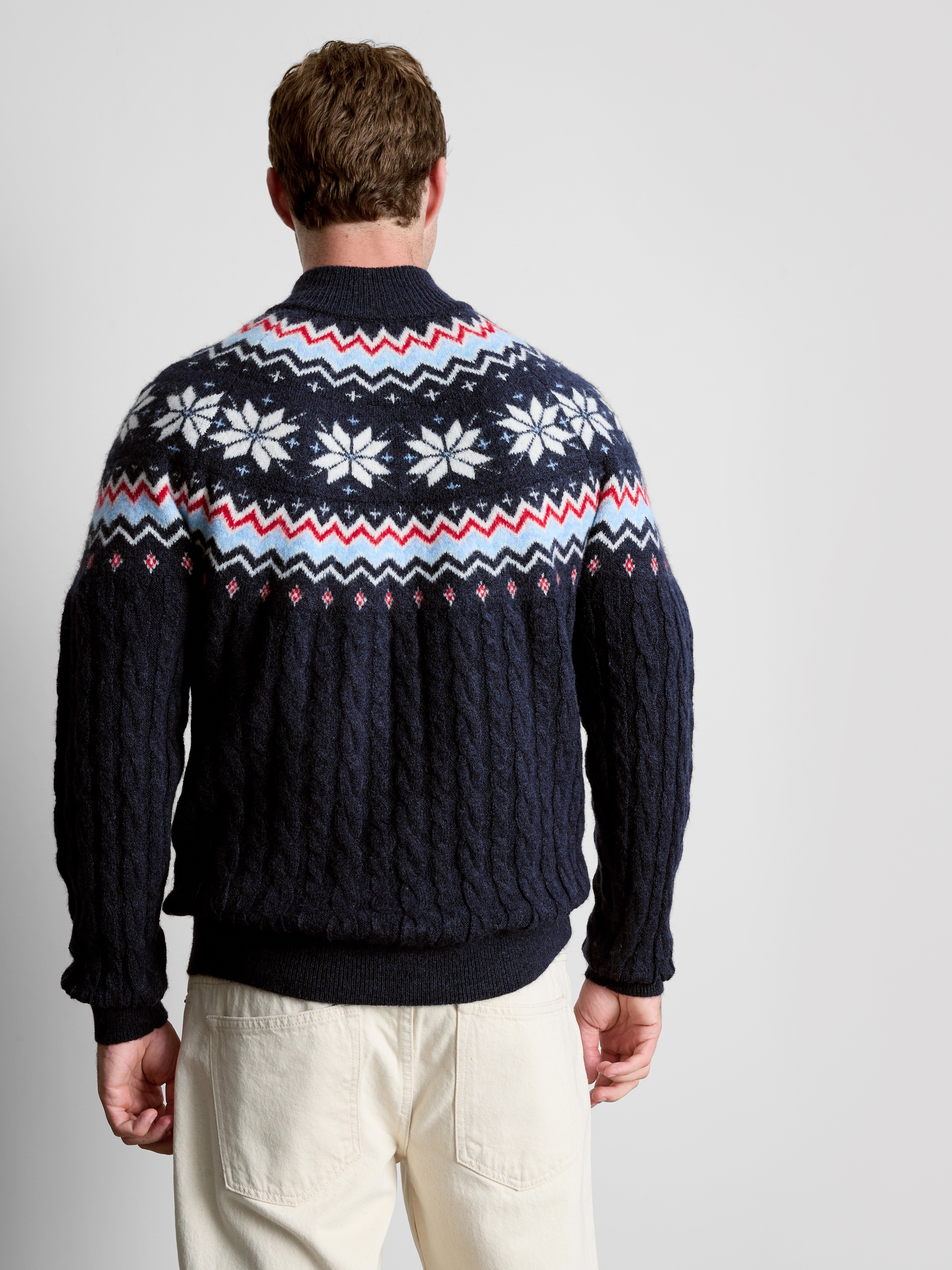 Snowflake Fair Isle Half Zip Sweater