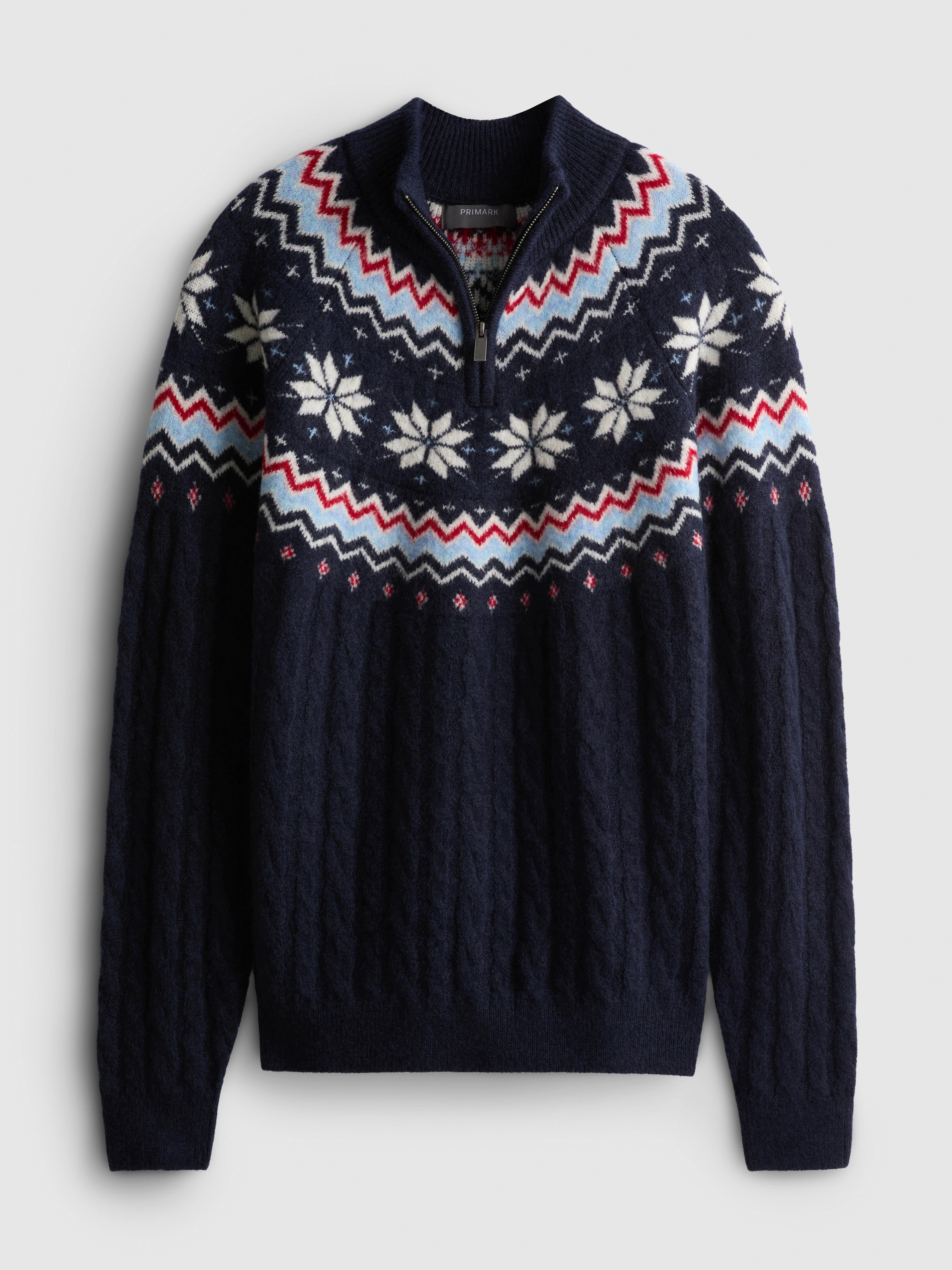 Snowflake Fair Isle Half Zip Sweater