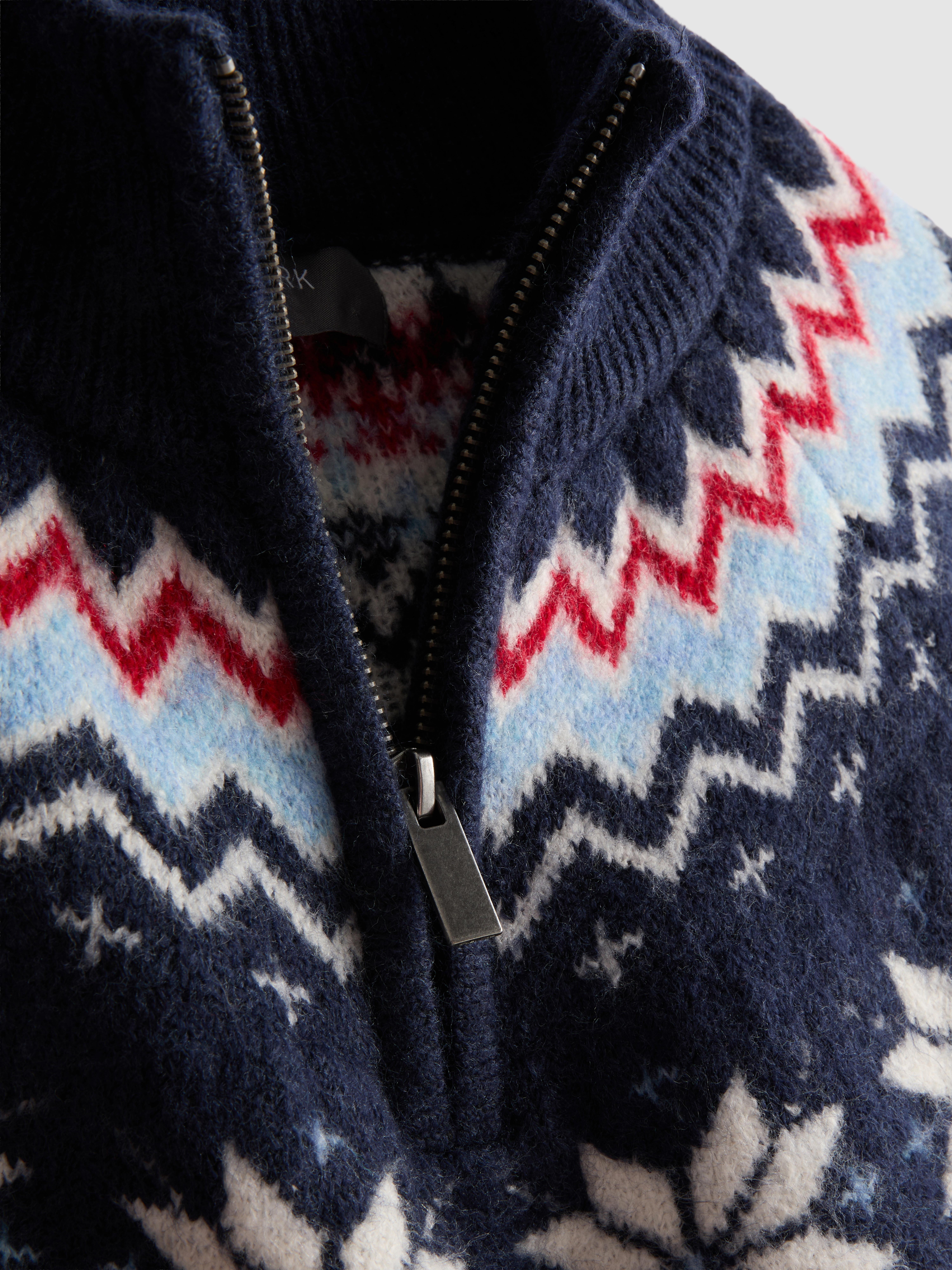 Snowflake Fair Isle Half Zip Sweater