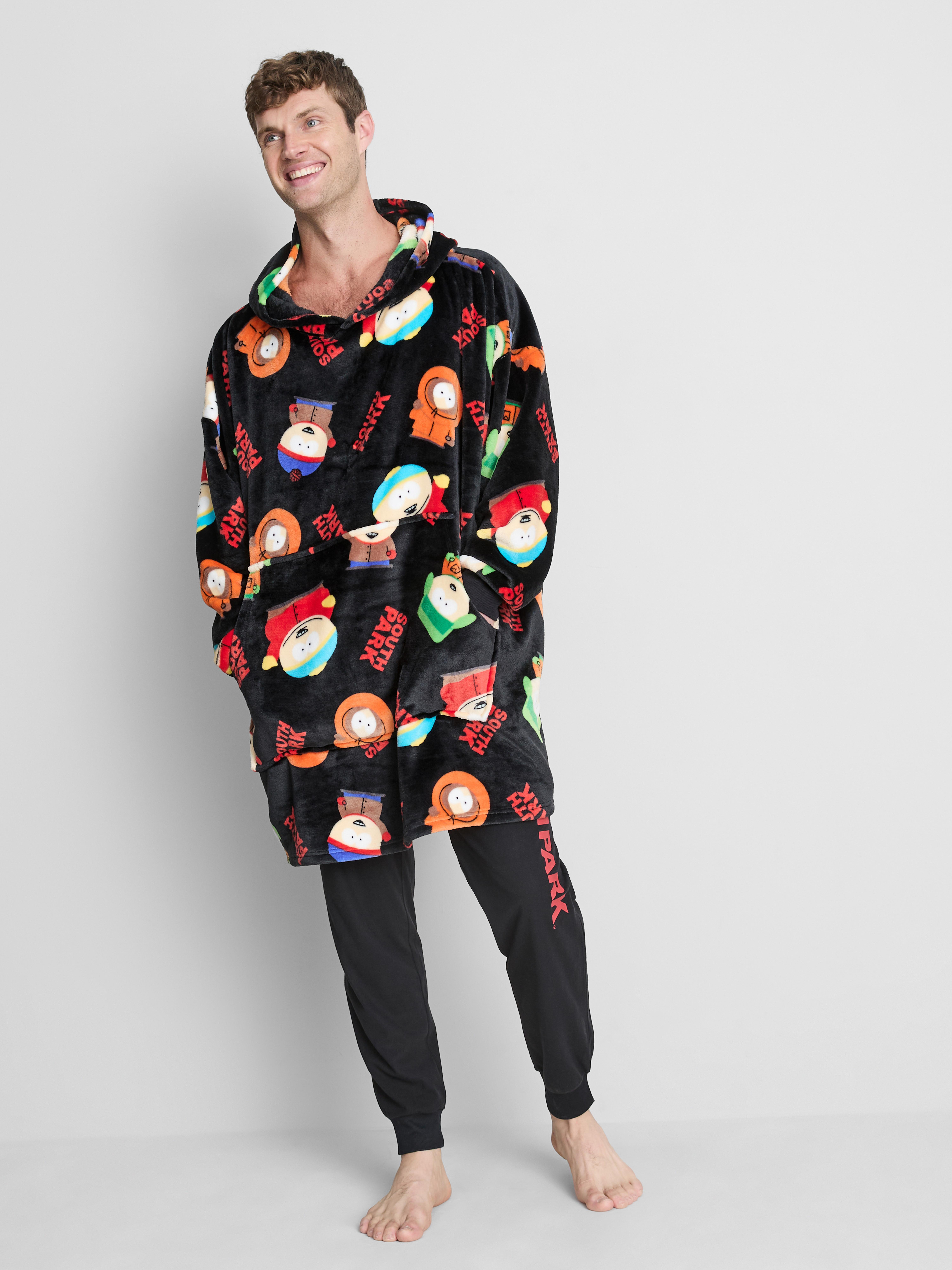 Mens Black South Park Fleece Snuddie | Primark
