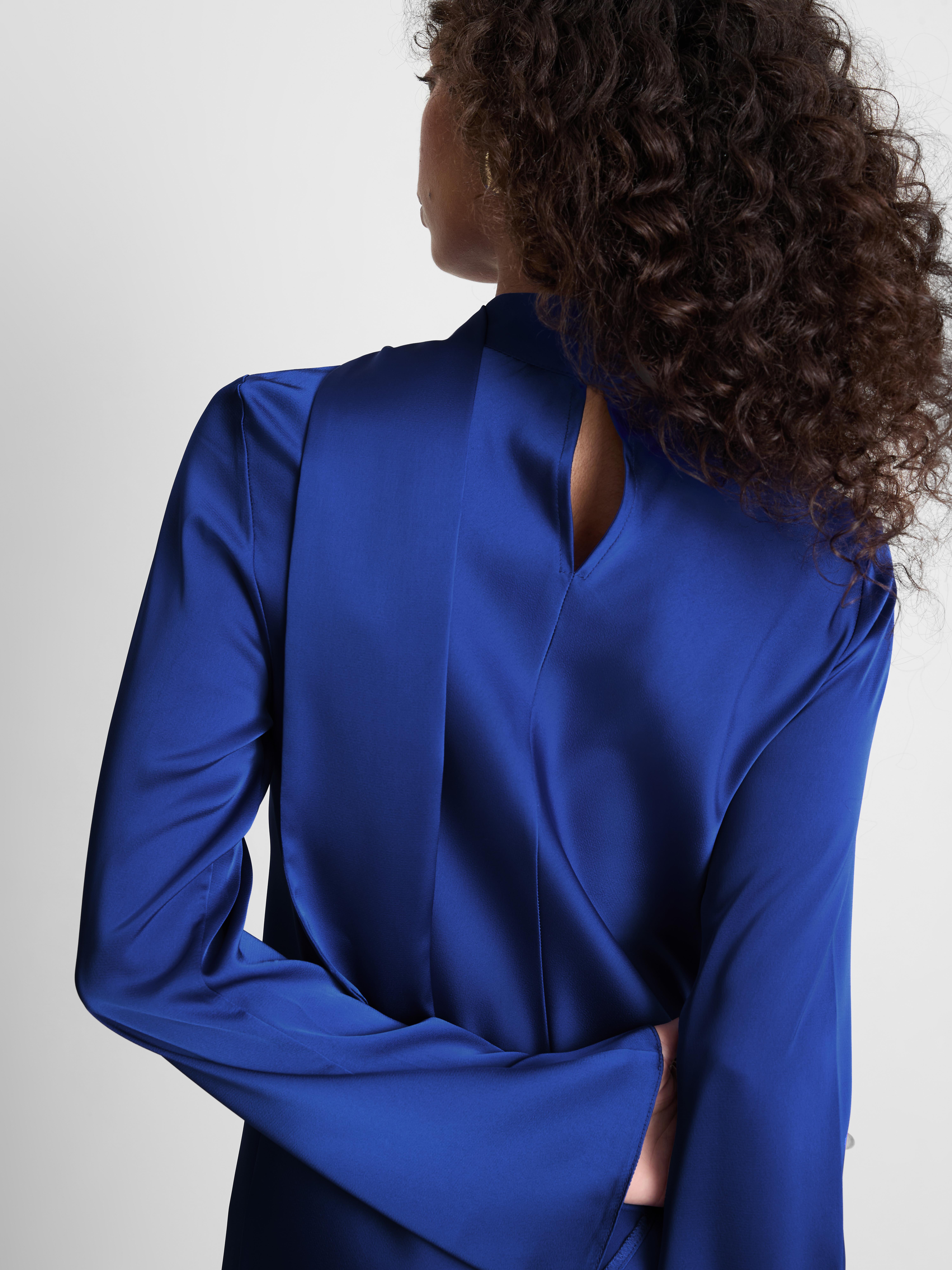 Women's Cobalt Satin Tie Neck Mini Dress | Primark