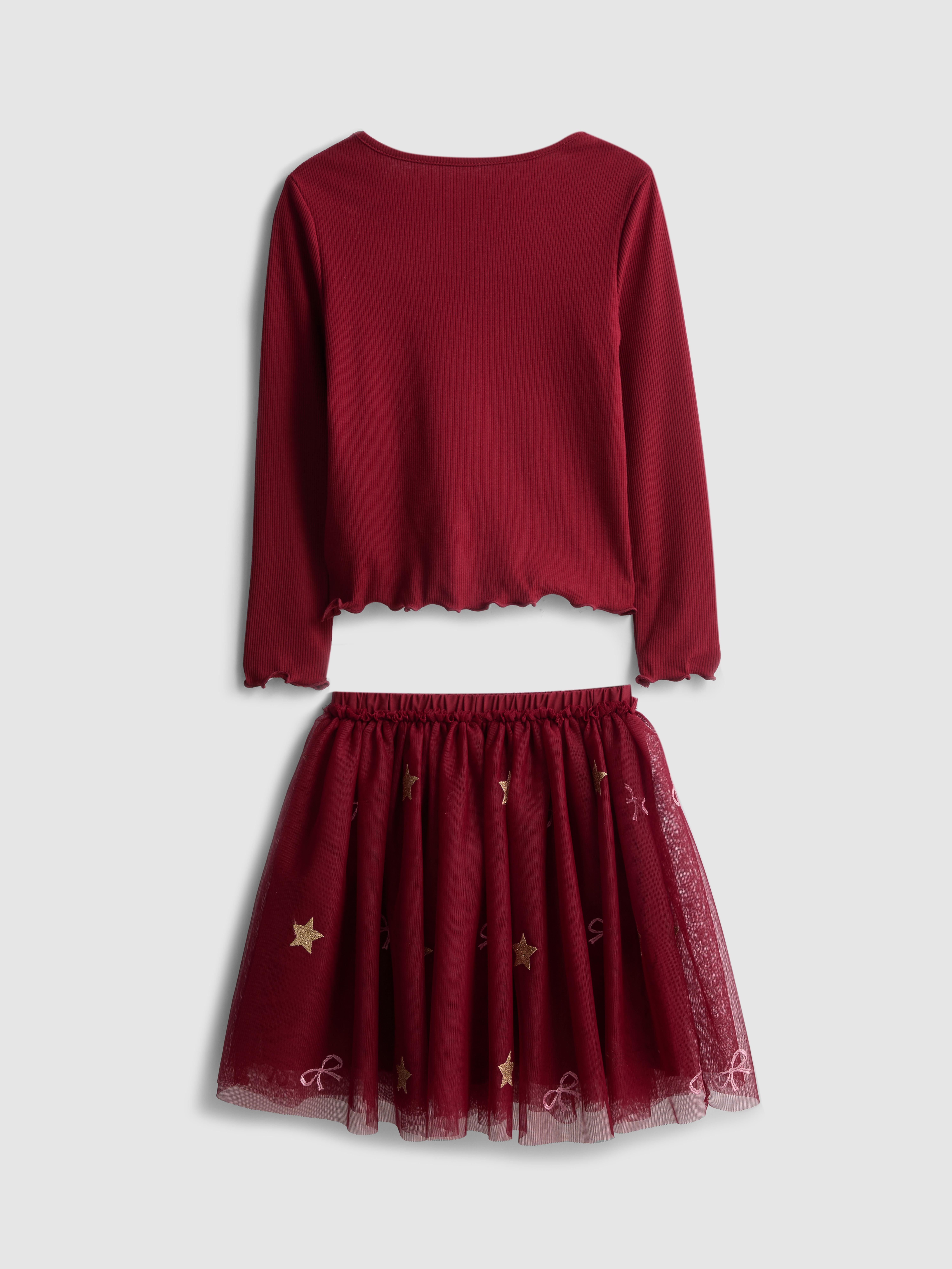 1-9yrs | Star Graphic T-Shirt and Tutu Skirt Set