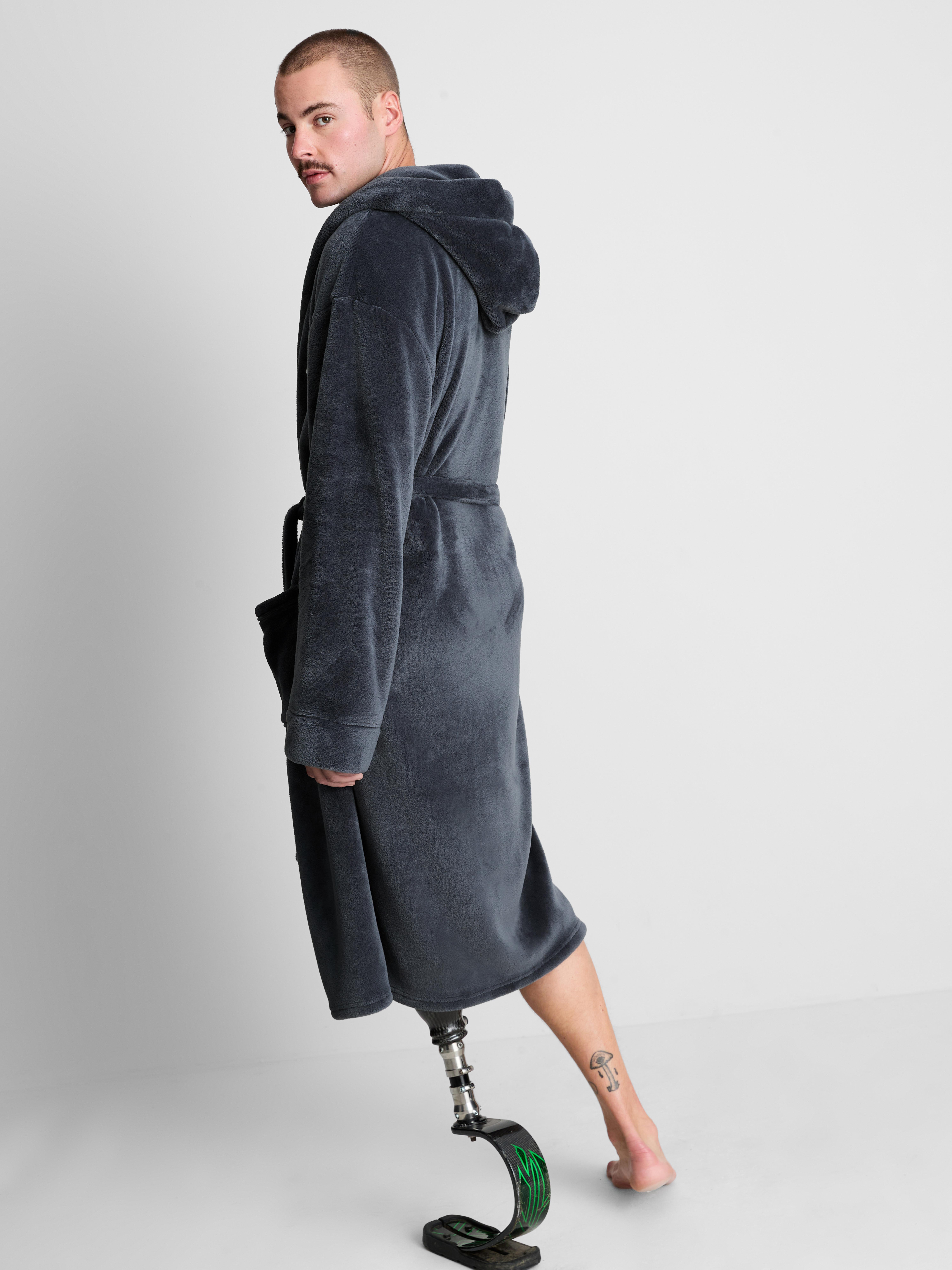 Men's Blue Ford Fleece Hooded Dressing Gown | Penneys