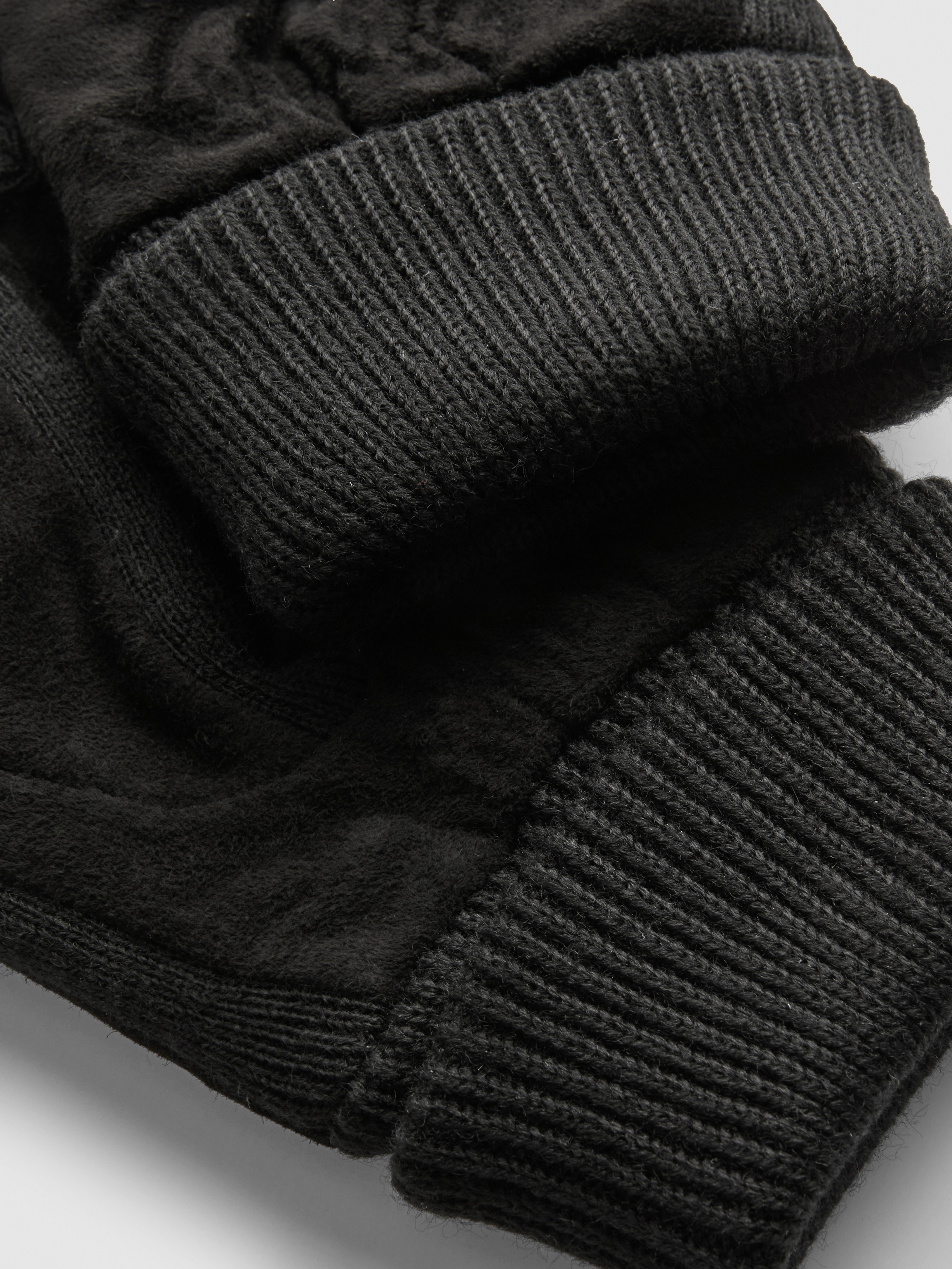 Faux Suede Ribbed Cuff Gloves