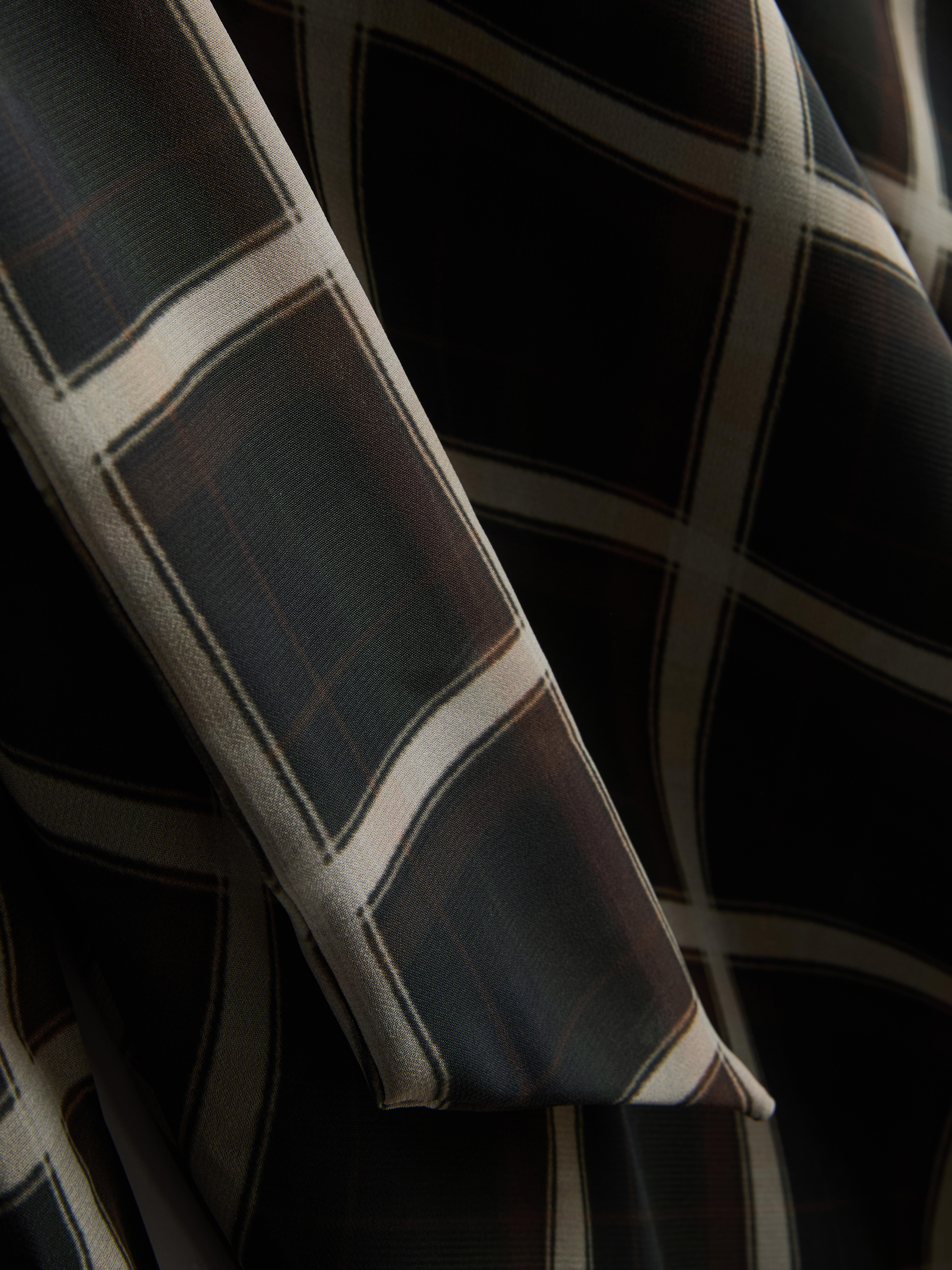 Scarf Detail Check Chiffon Mini Dress
