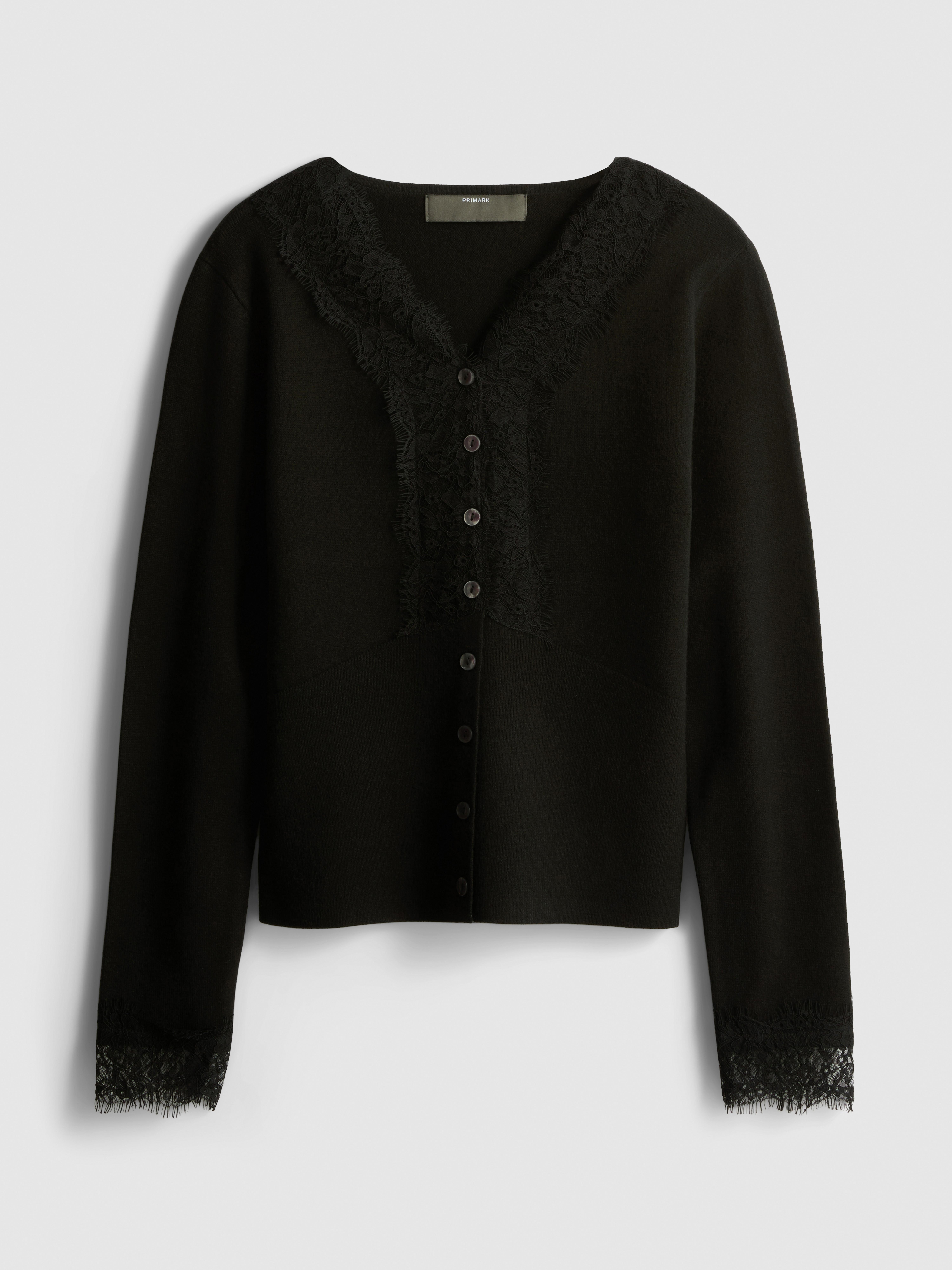 Lace Detail V-Neck Cardigan