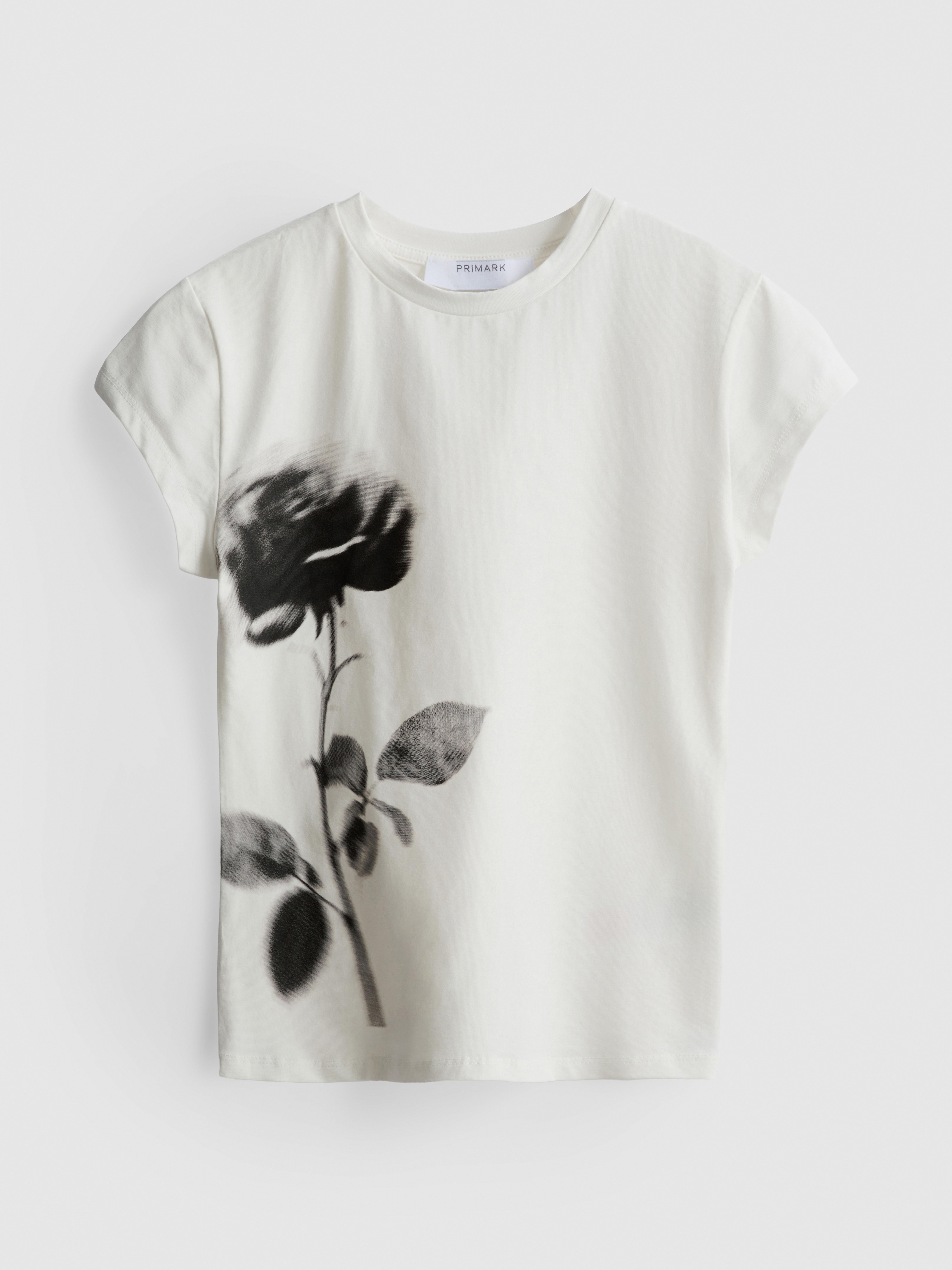 T-shirt curta estampado floral algodão