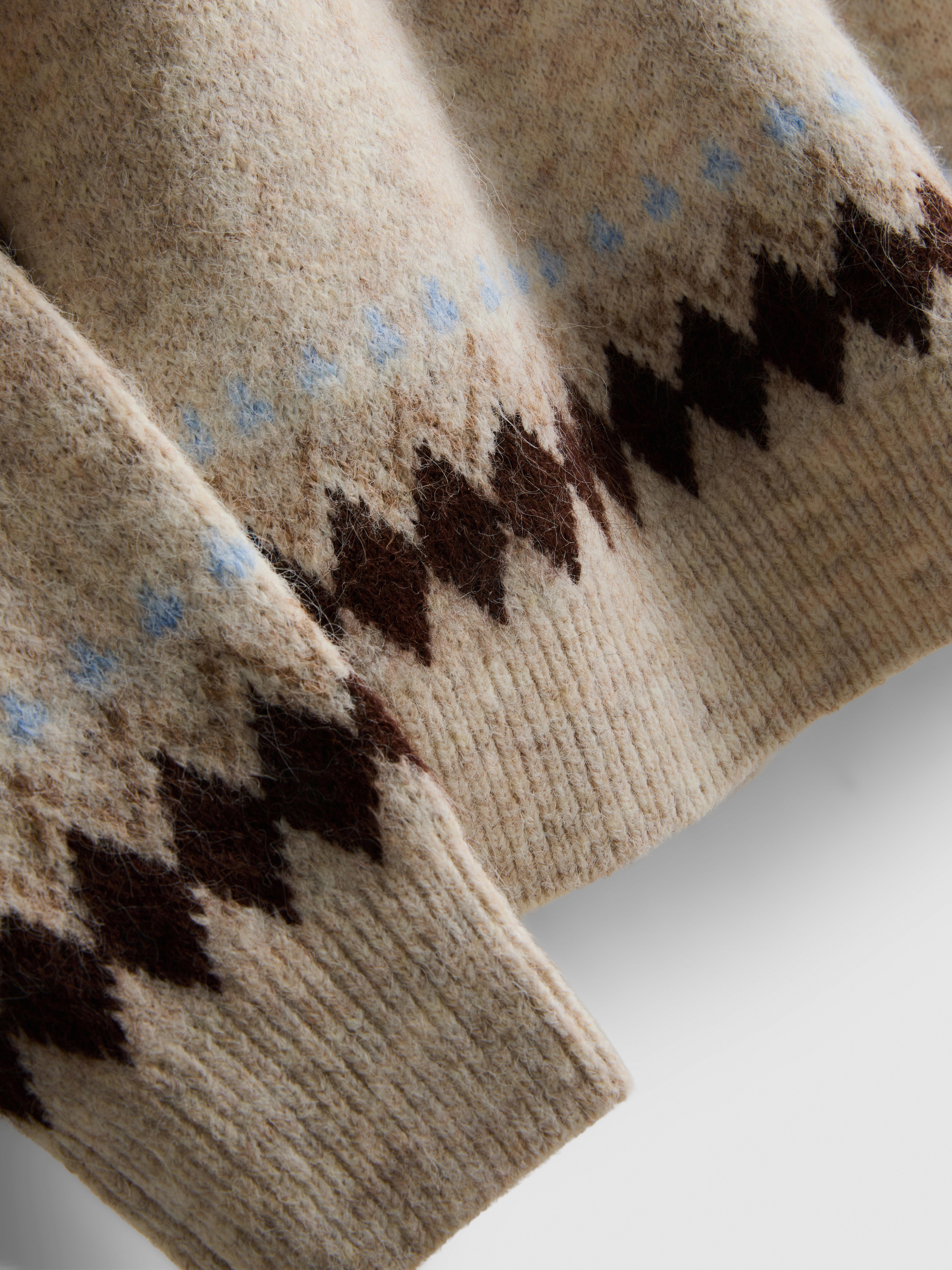 Men's Ivory Reindeer Fair Isle Quarter-Zip Knitted Sweater | Primark