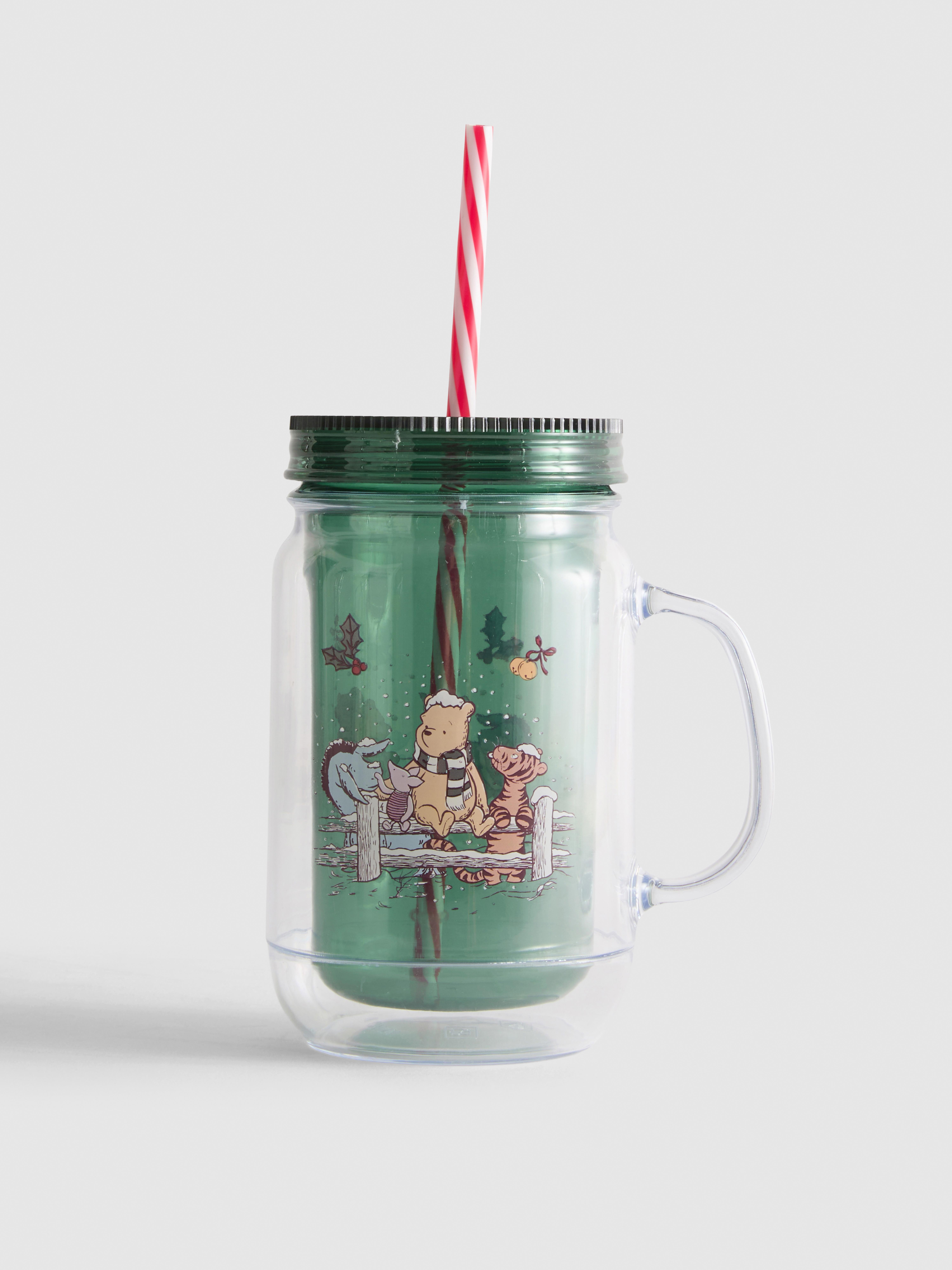 Glazen kerstpot met rietje Disney's Winnie de Poeh