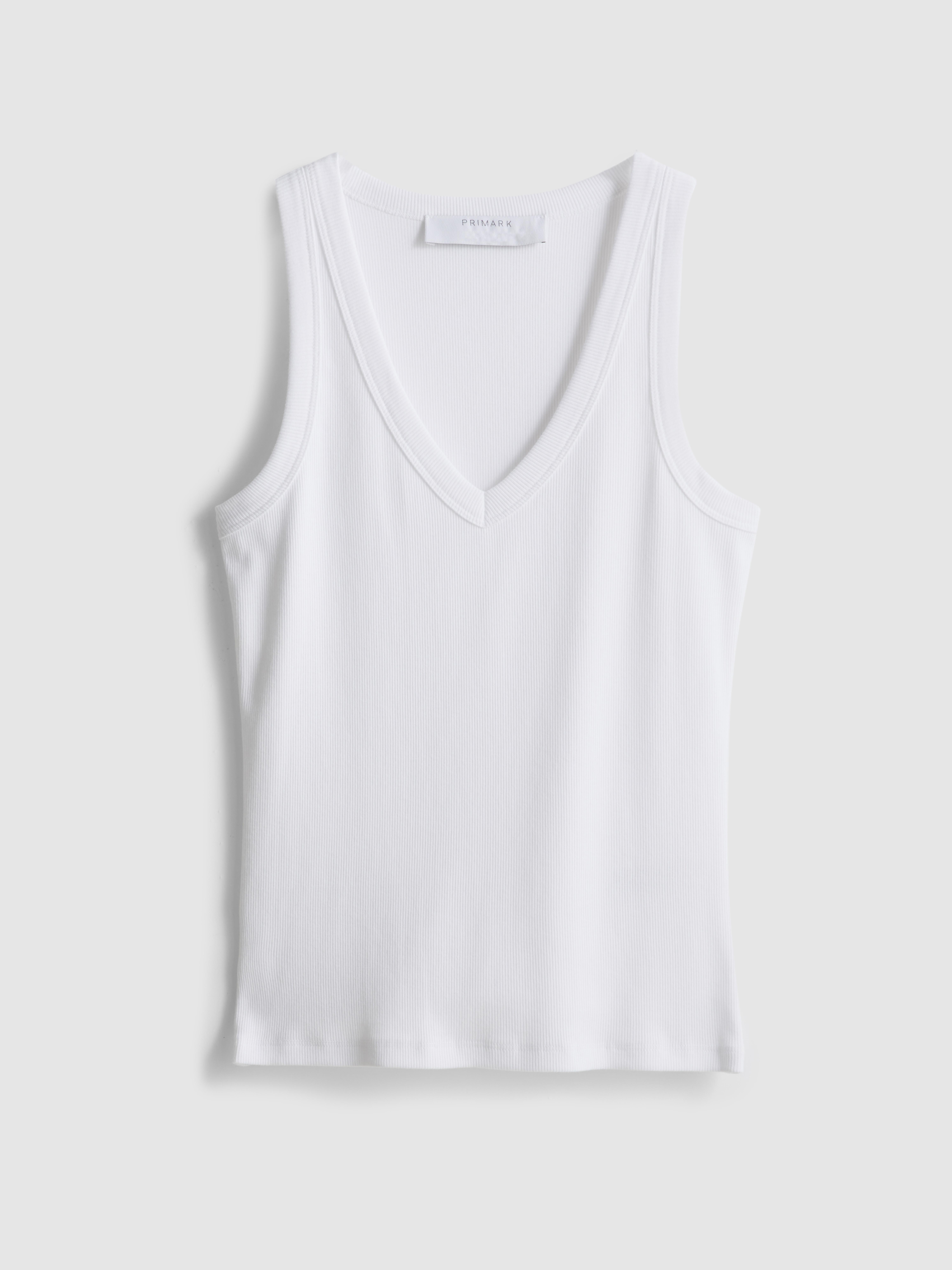 Canotta con scollo a V a coste cotton-rich