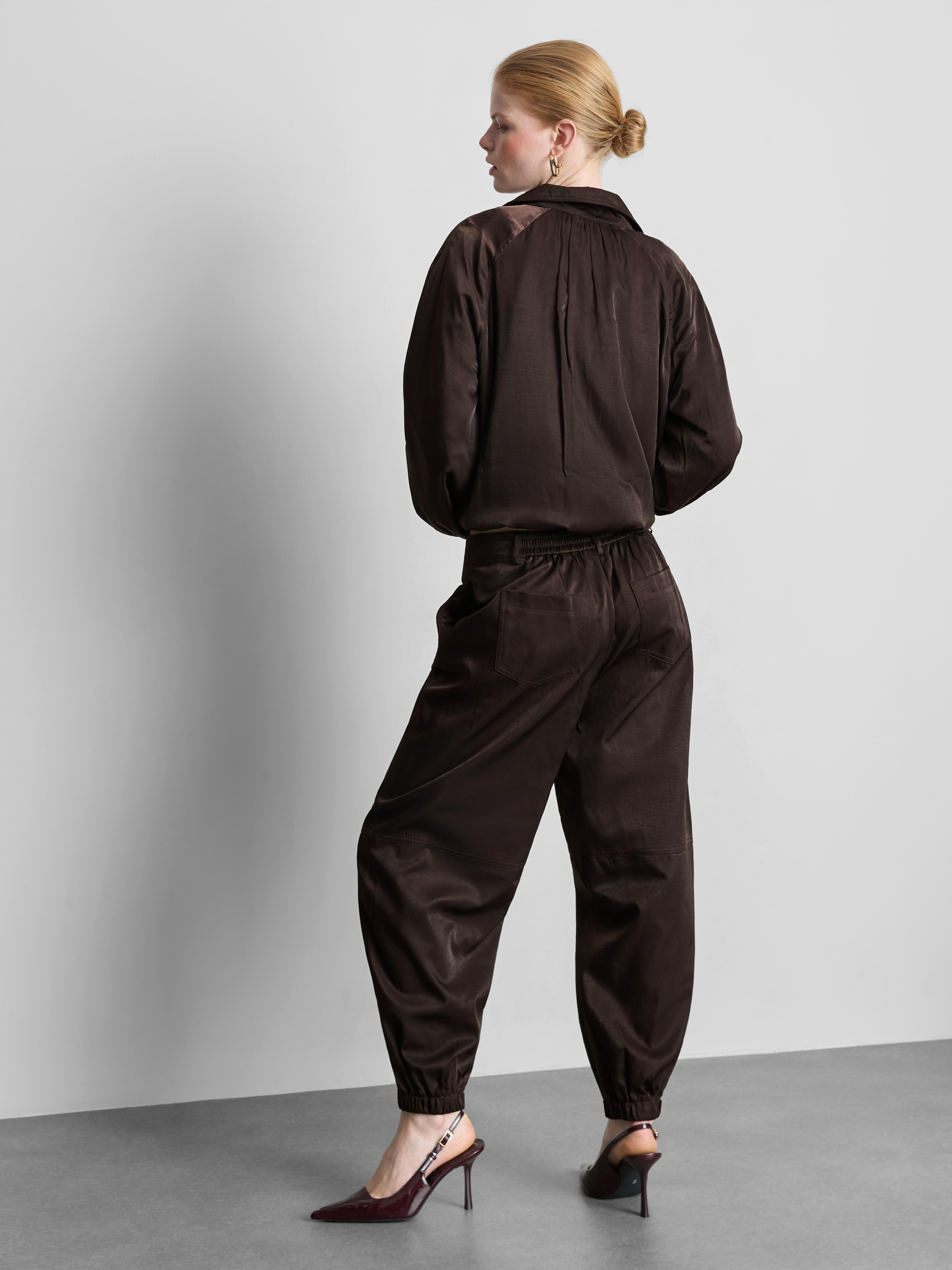 The Edit Satin Tapered Pants