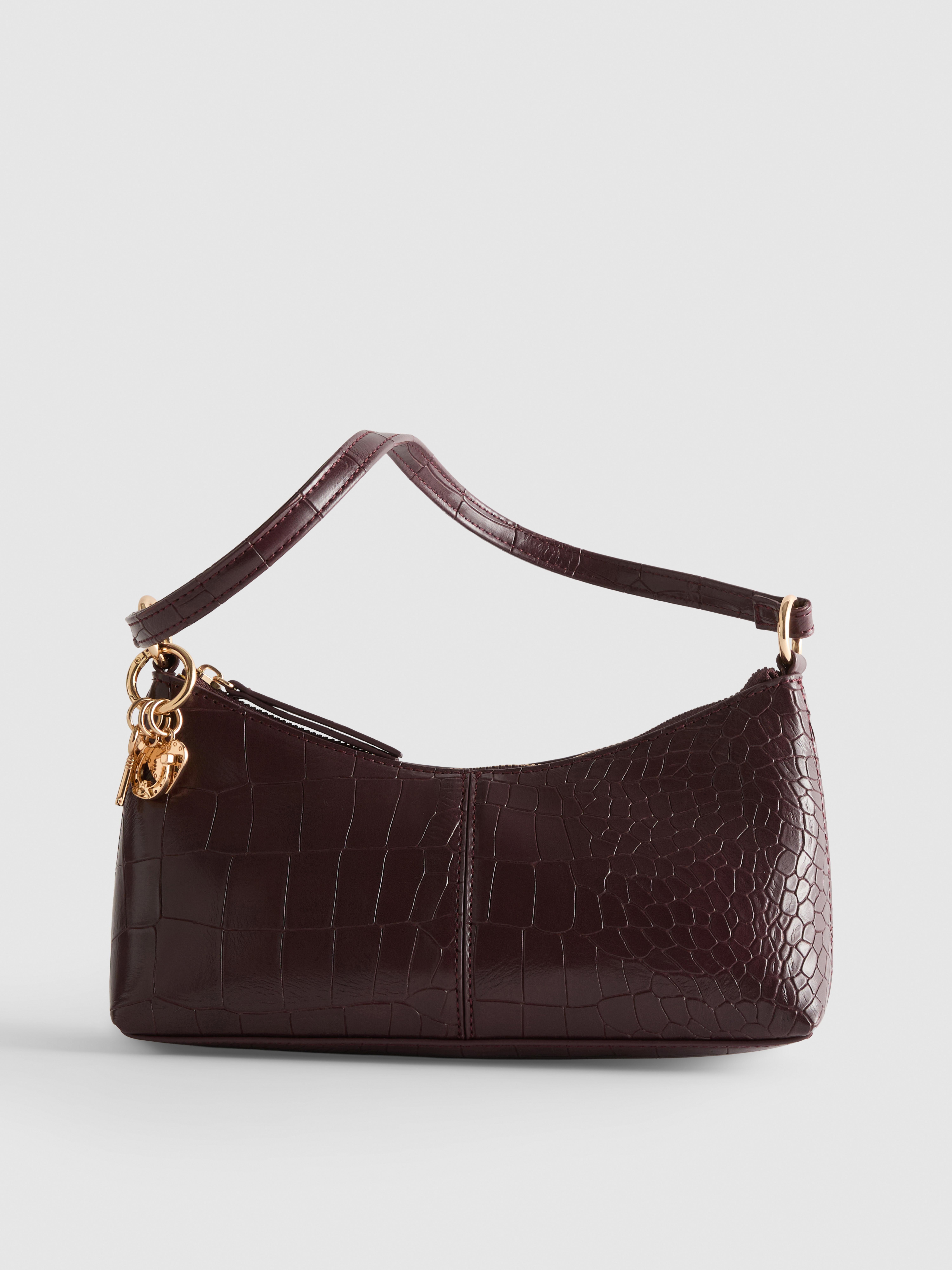 Bolso de hombro de piel sintética de cocodrilo Morado