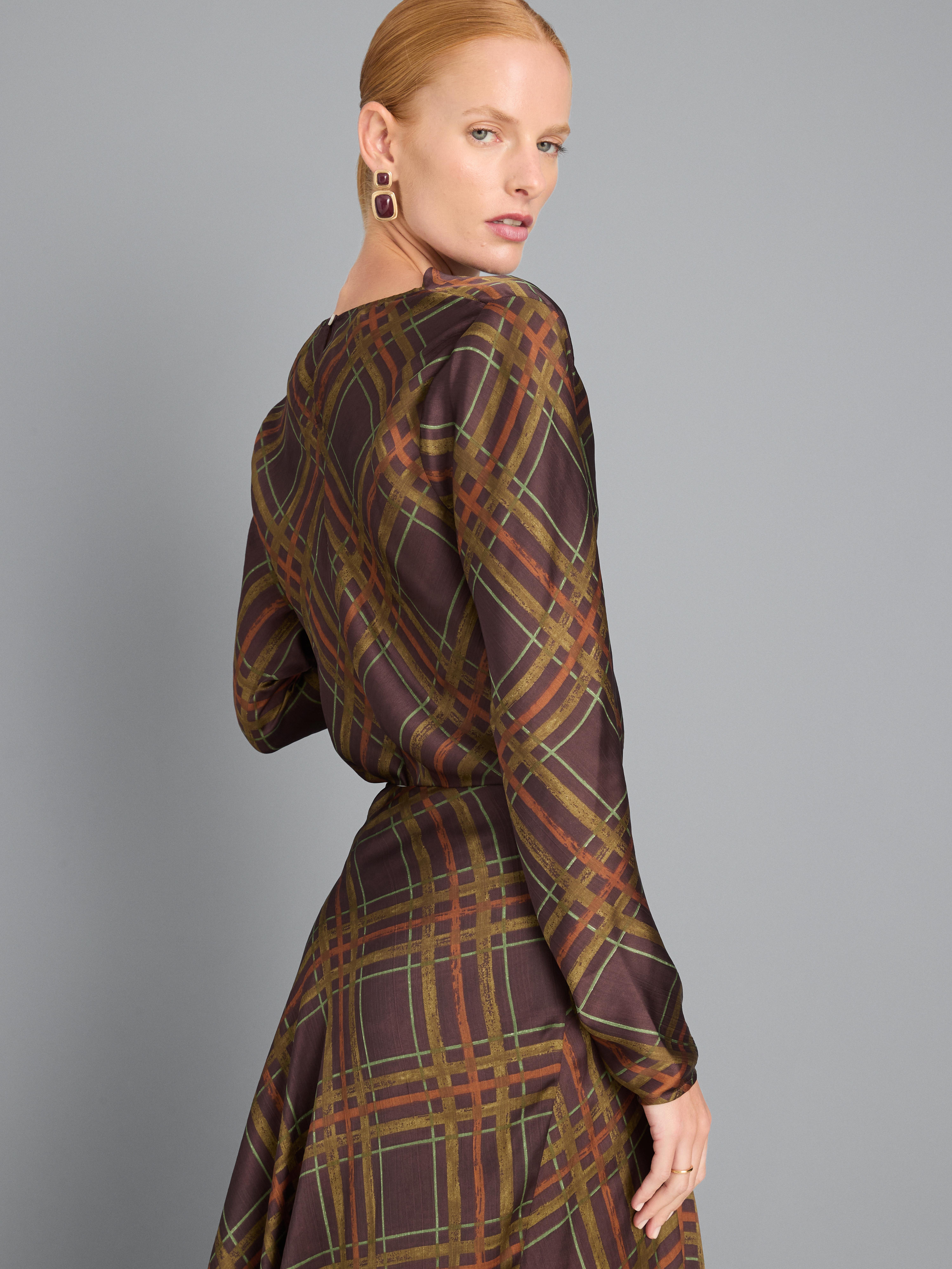 Check Cowl Neck Blouse