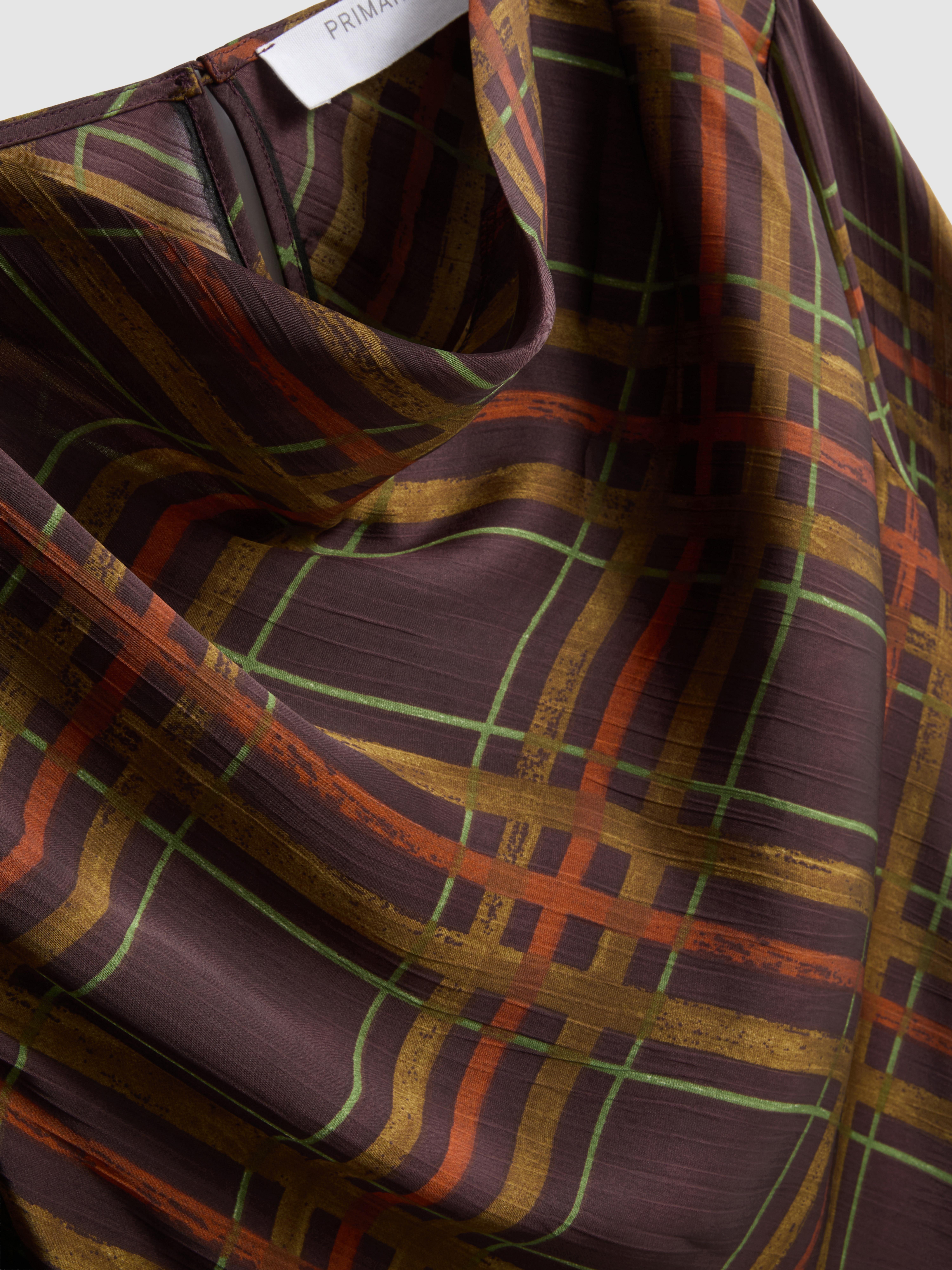 Check Cowl Neck Blouse