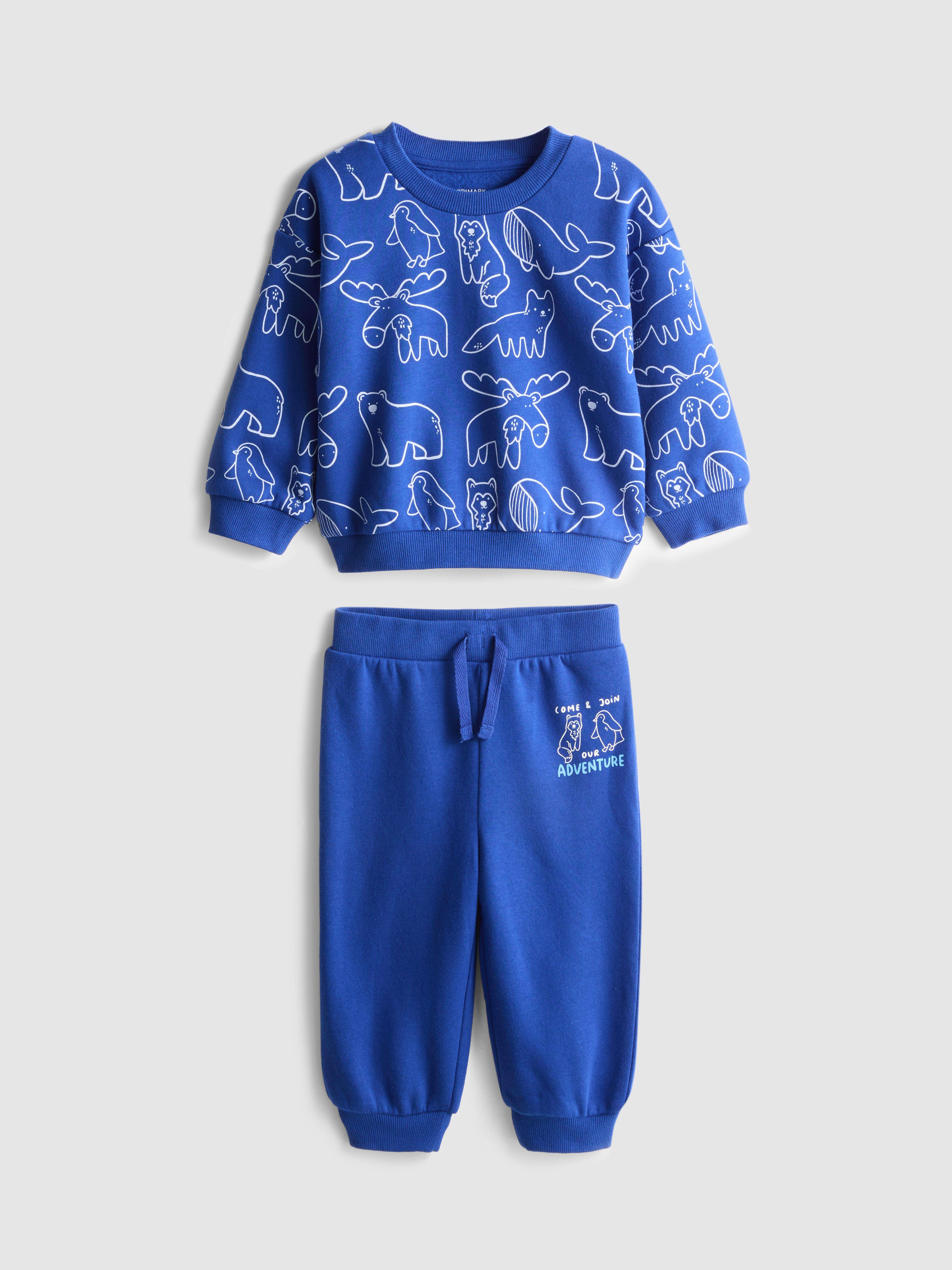0-18mths | Cotton-Rich Woodland Animal Graphic Sweatshirt and Joggers Set