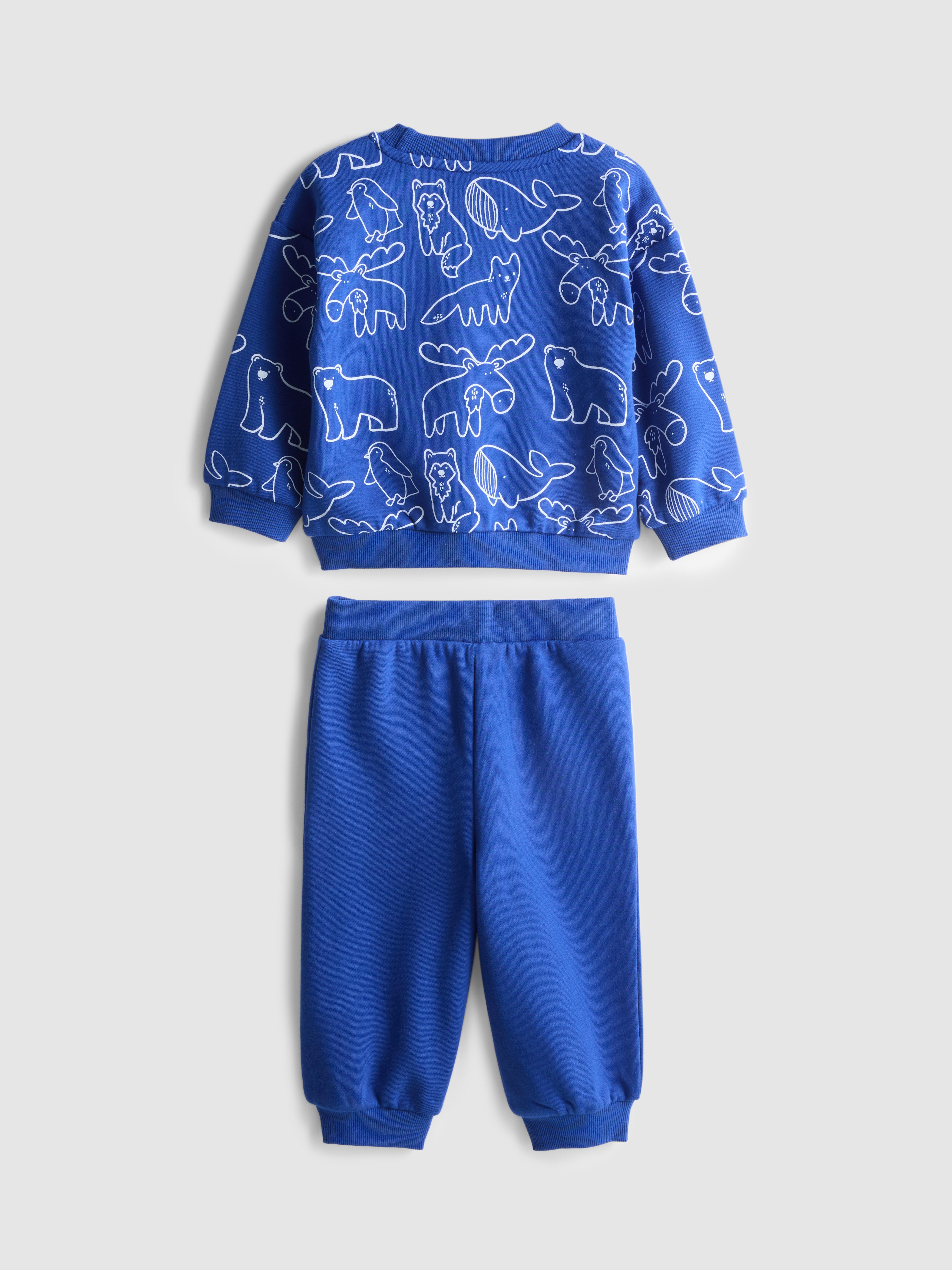 0-18mths | Cotton-Rich Woodland Animal Graphic Sweatshirt and Joggers Set