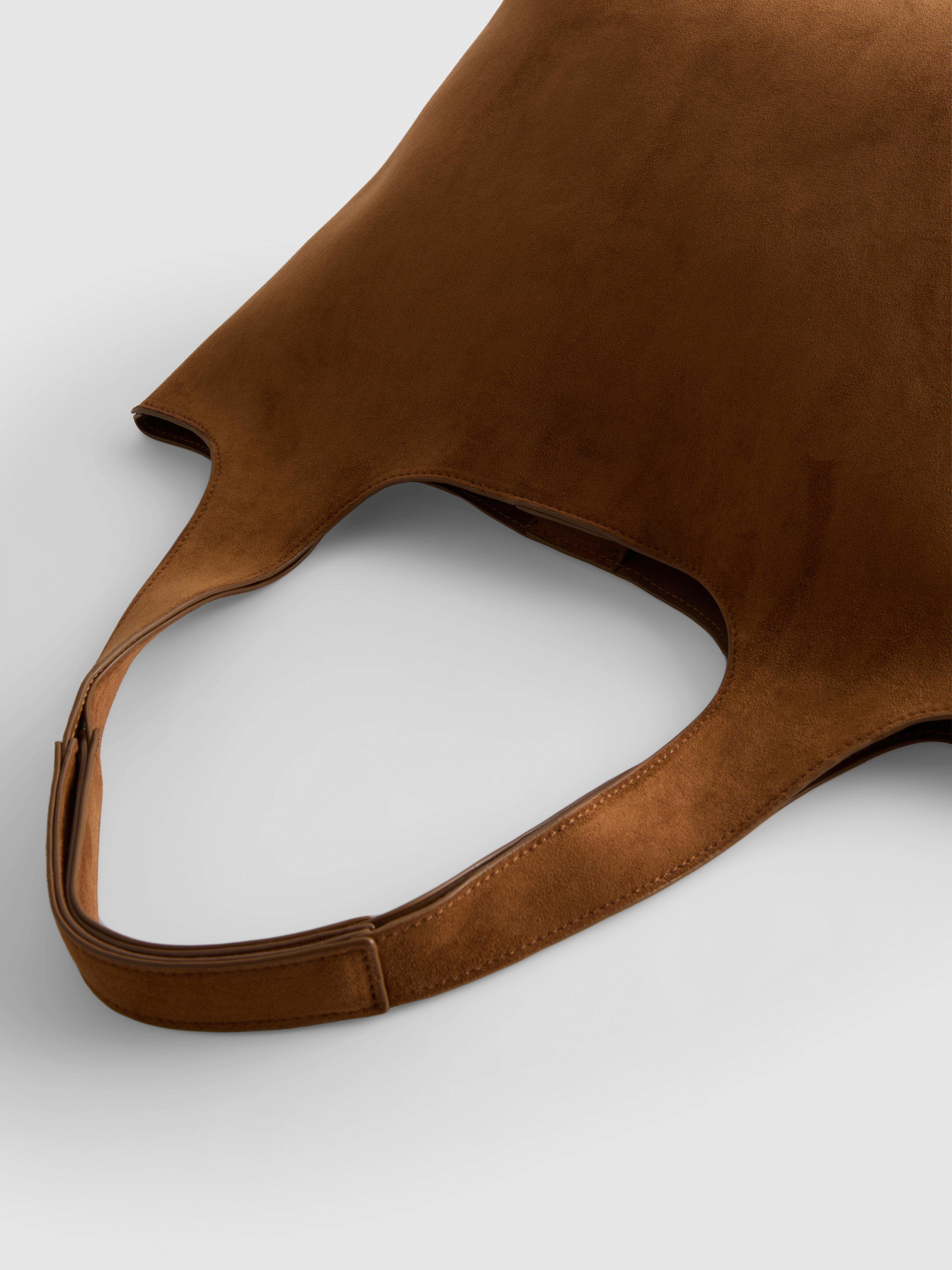 Faux Suede Scarf Detail Shoulder Bag