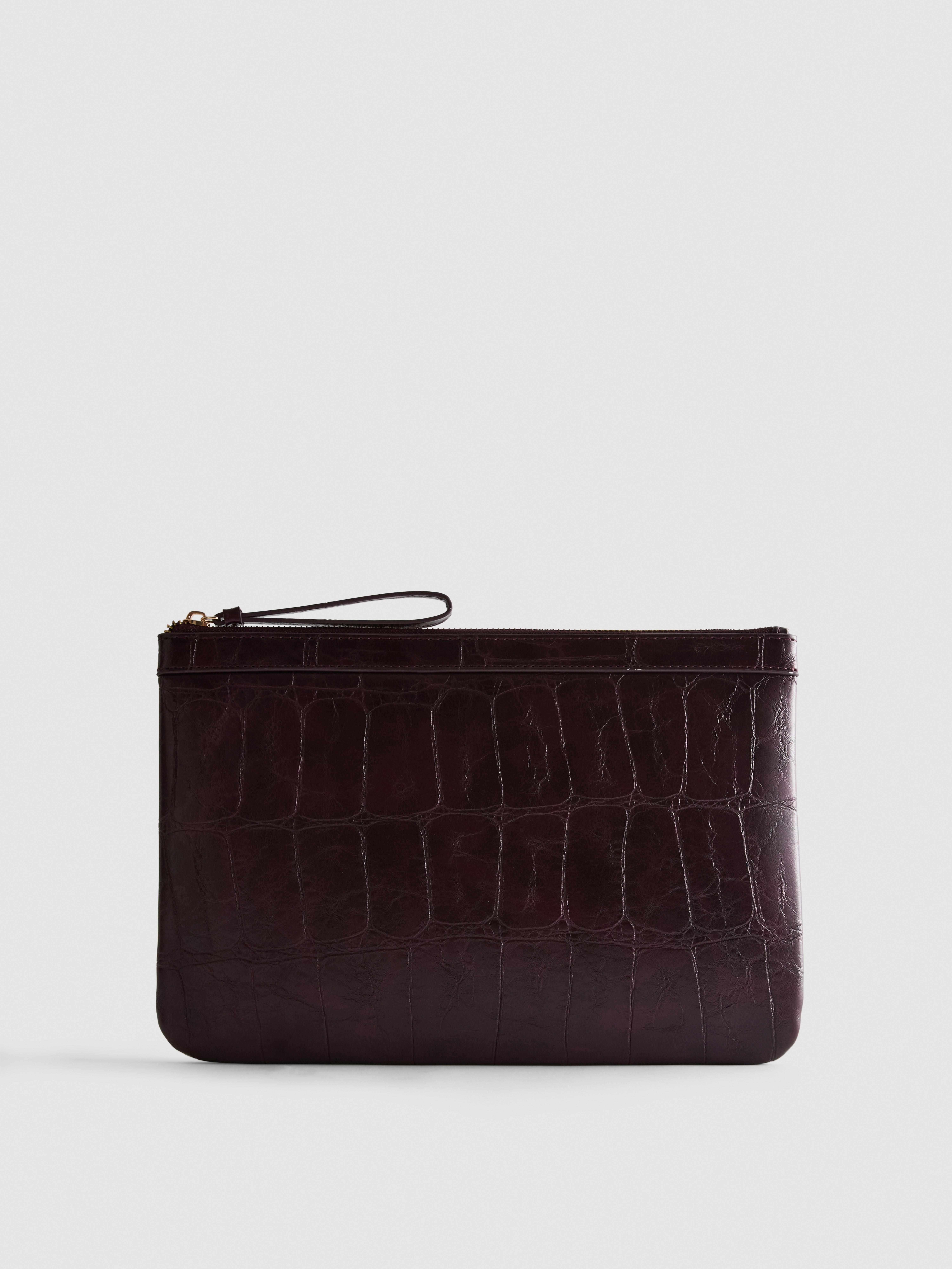 Croc-Effect Wristlet Purse