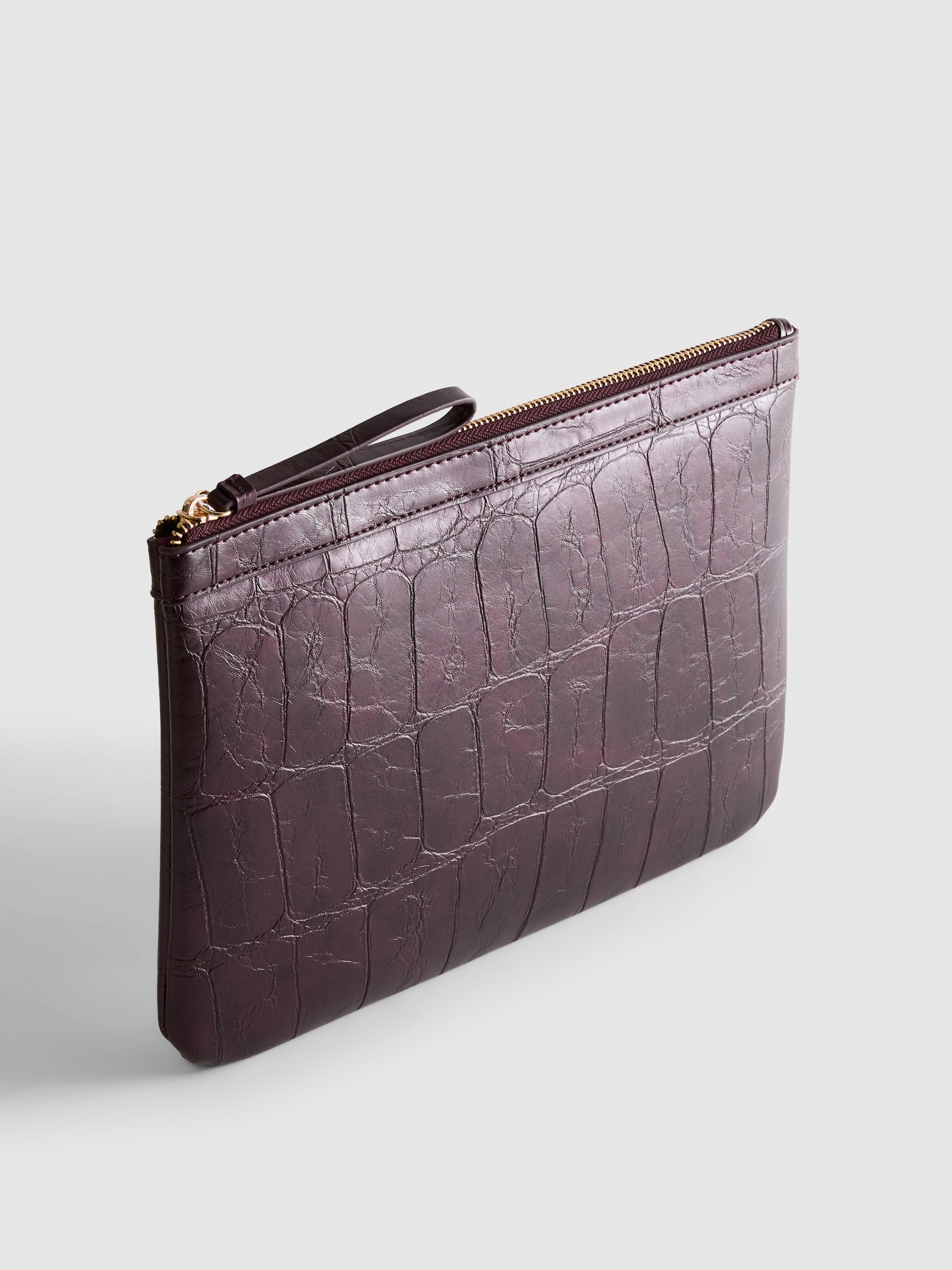 Croc-Effect Wristlet Purse