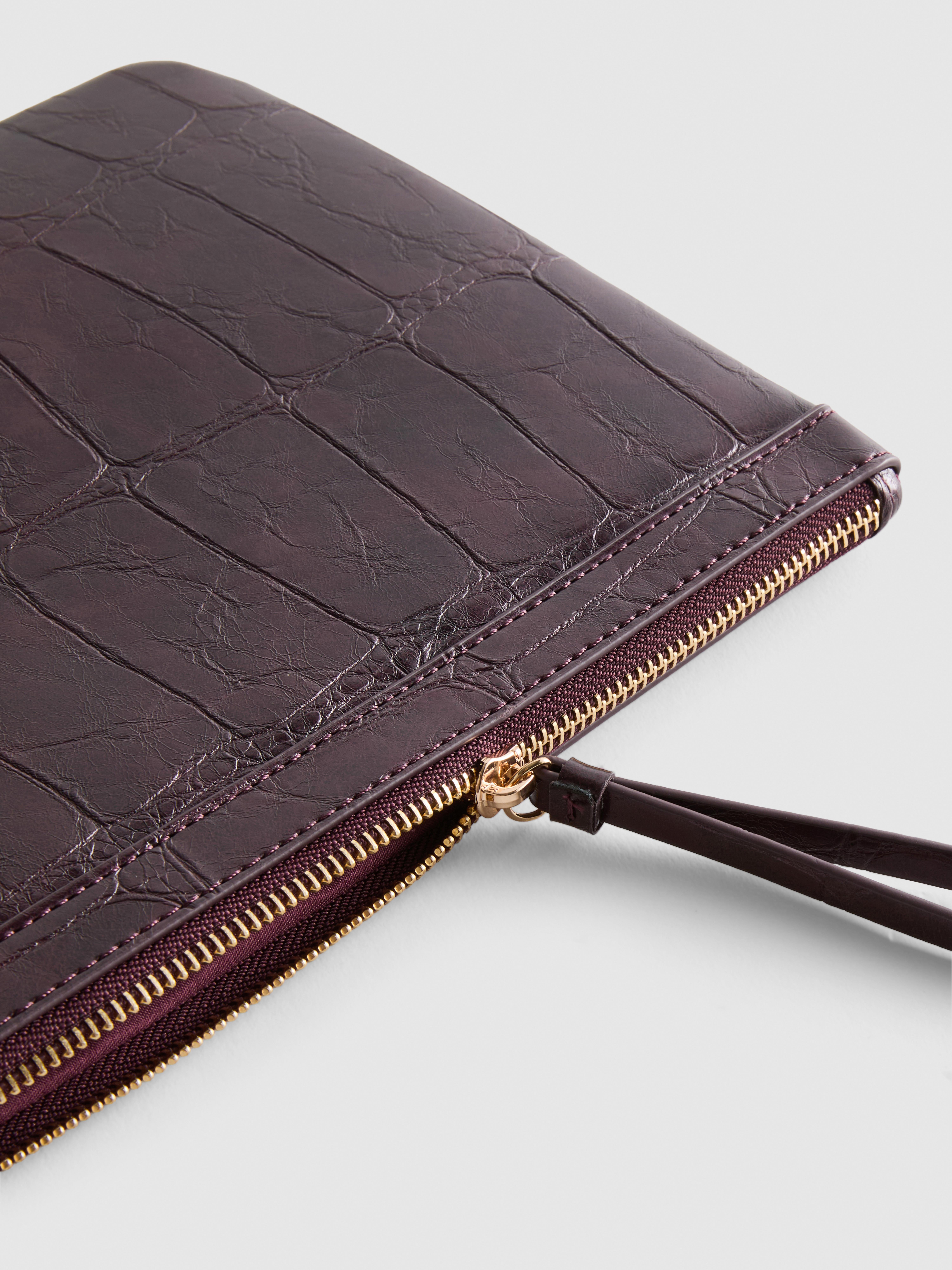 Croc-Effect Wristlet Purse