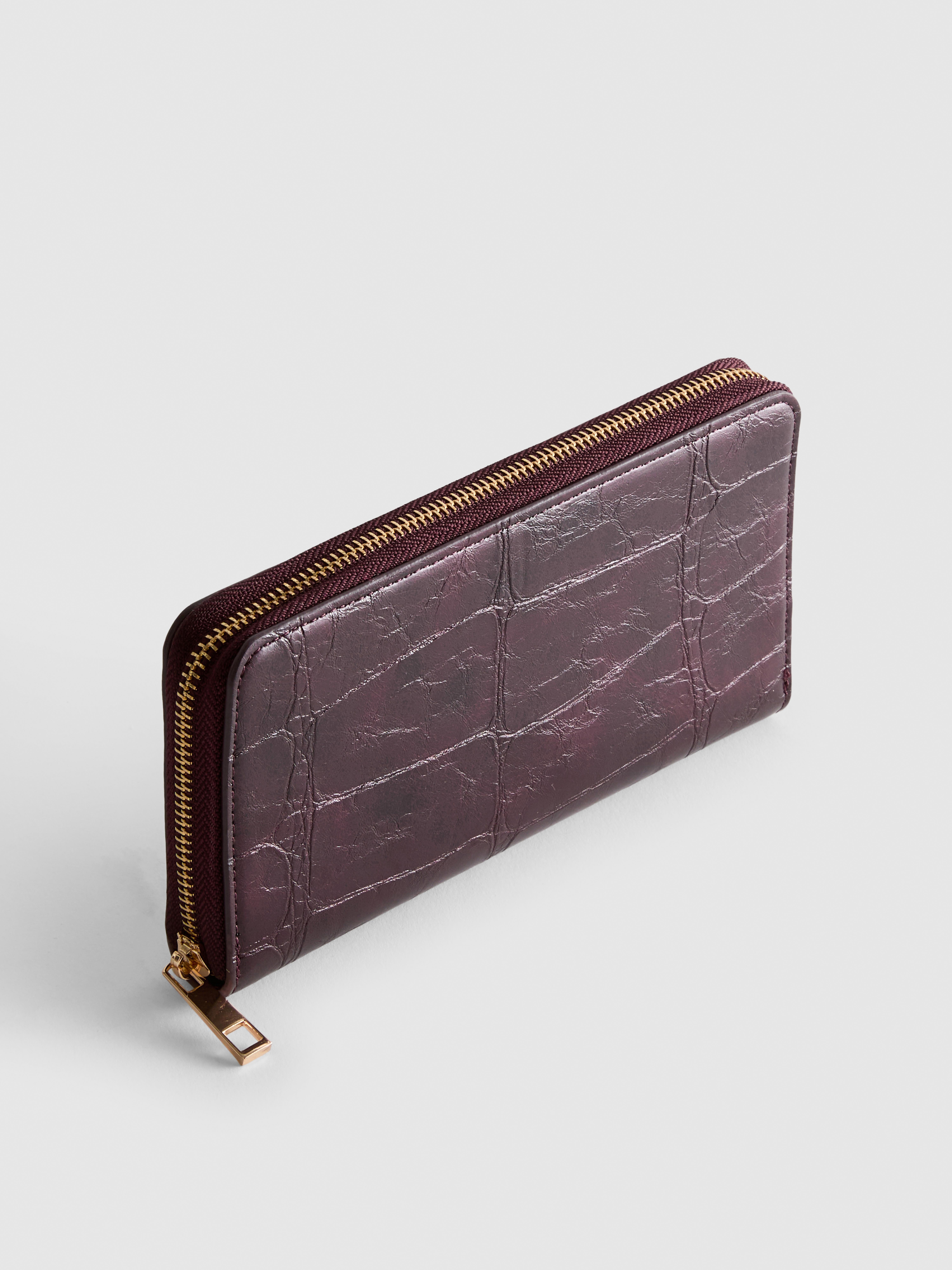 Croc-Effect Zip-Around Purse