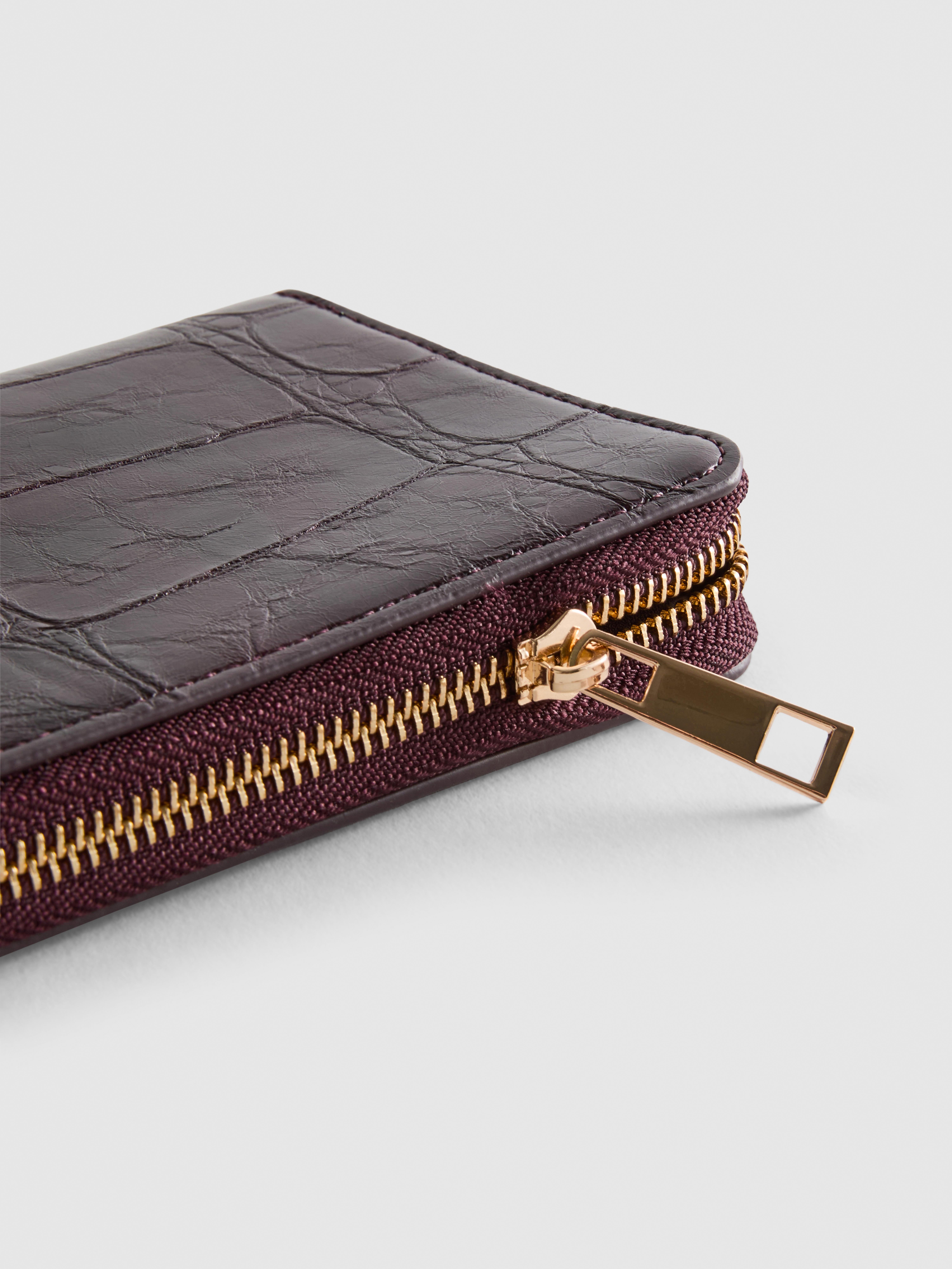 Croc-Effect Zip-Around Purse