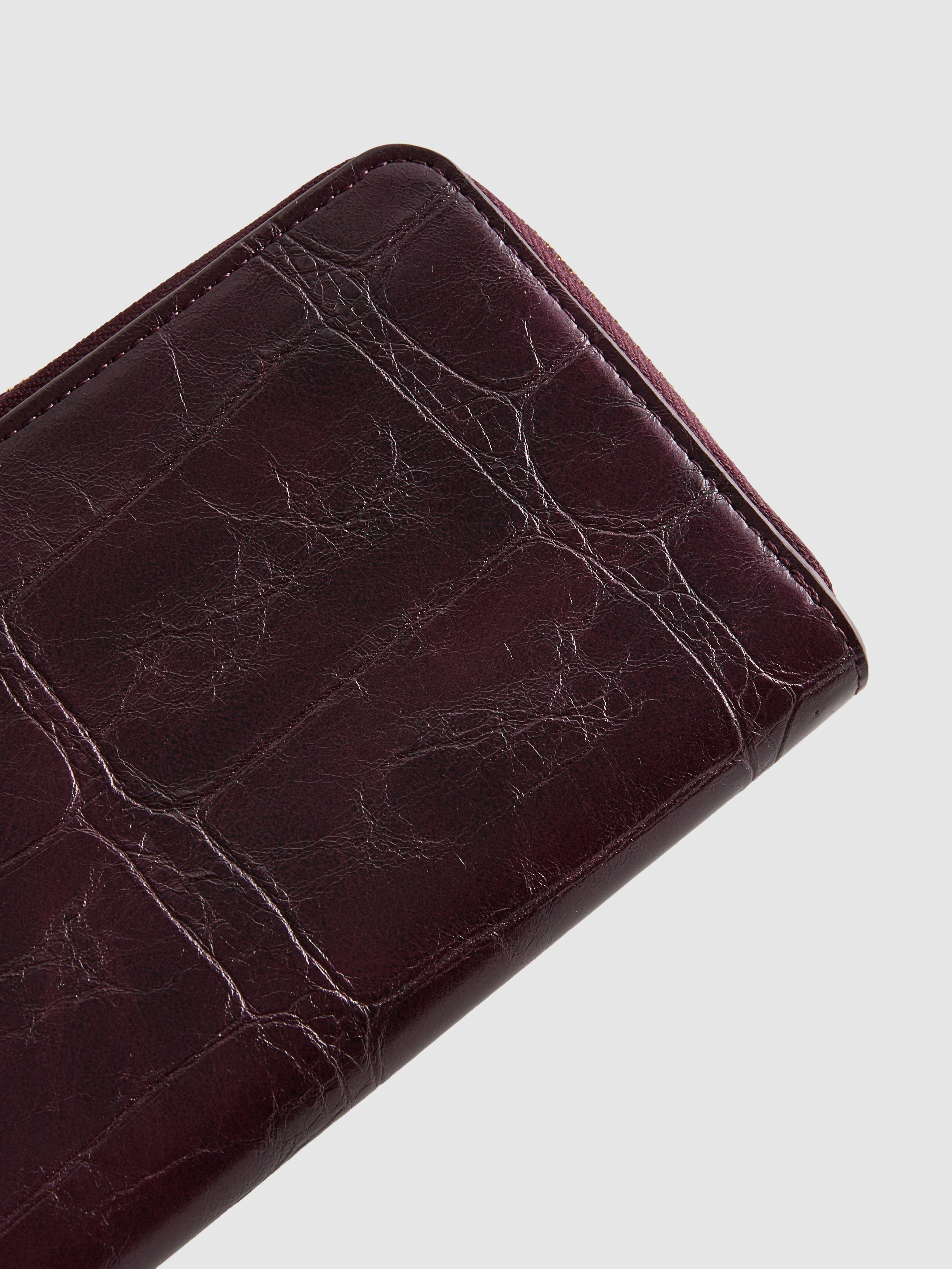 Croc-Effect Zip-Around Purse